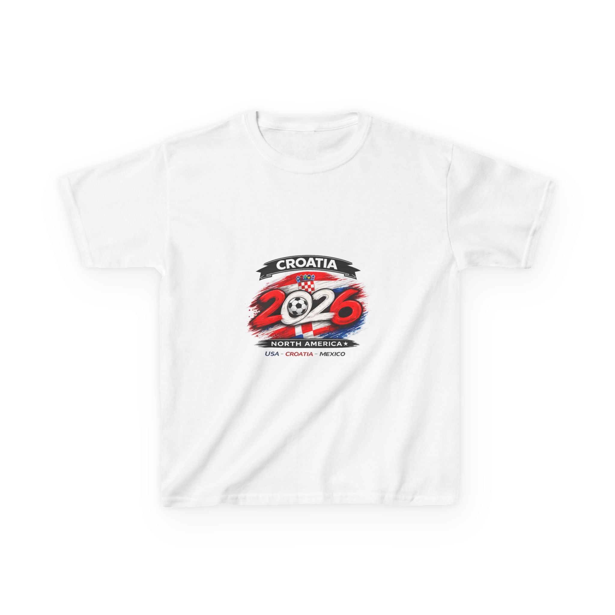 Croatia Kids Tee — Croatia 2026 Soccer Fan Shirt with Flags & Player Graphic