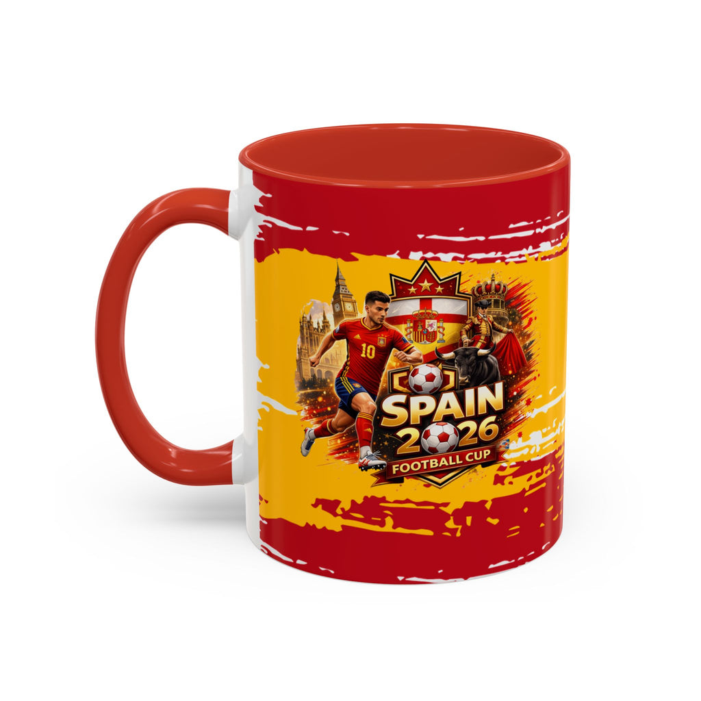 Spanish Flag Accent Coffee Mug – Bold Red & Gold Brushstroke Ceramic Mug