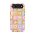 Daisy Check Tough Phone Case – Retro Pastel Floral iPhone Cover