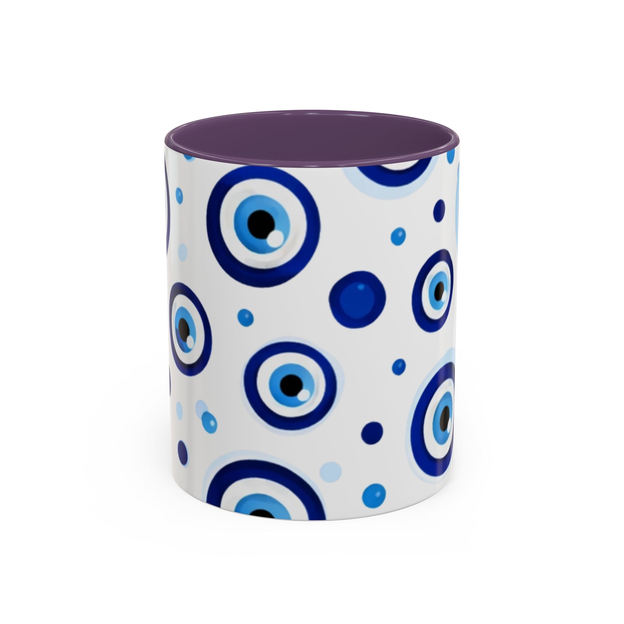 Evil Eye Accent Coffee Mug – Blue Nazar Protection Ceramic Cup (11/15oz)