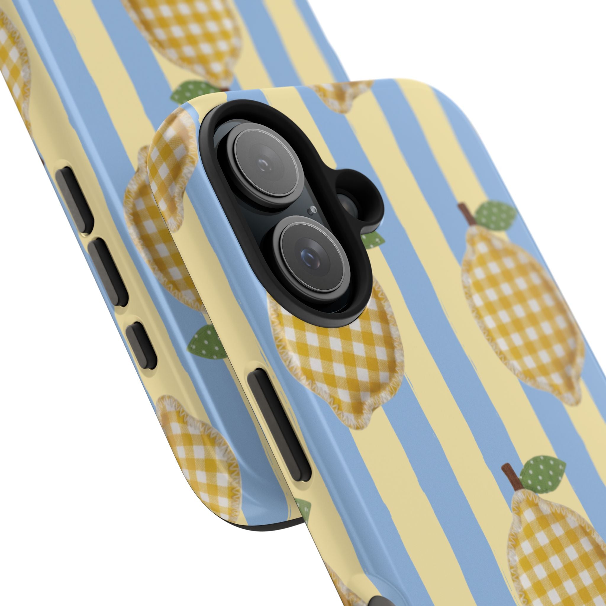 Tough Phone Case — Blue & Yellow Gingham Lemon Design