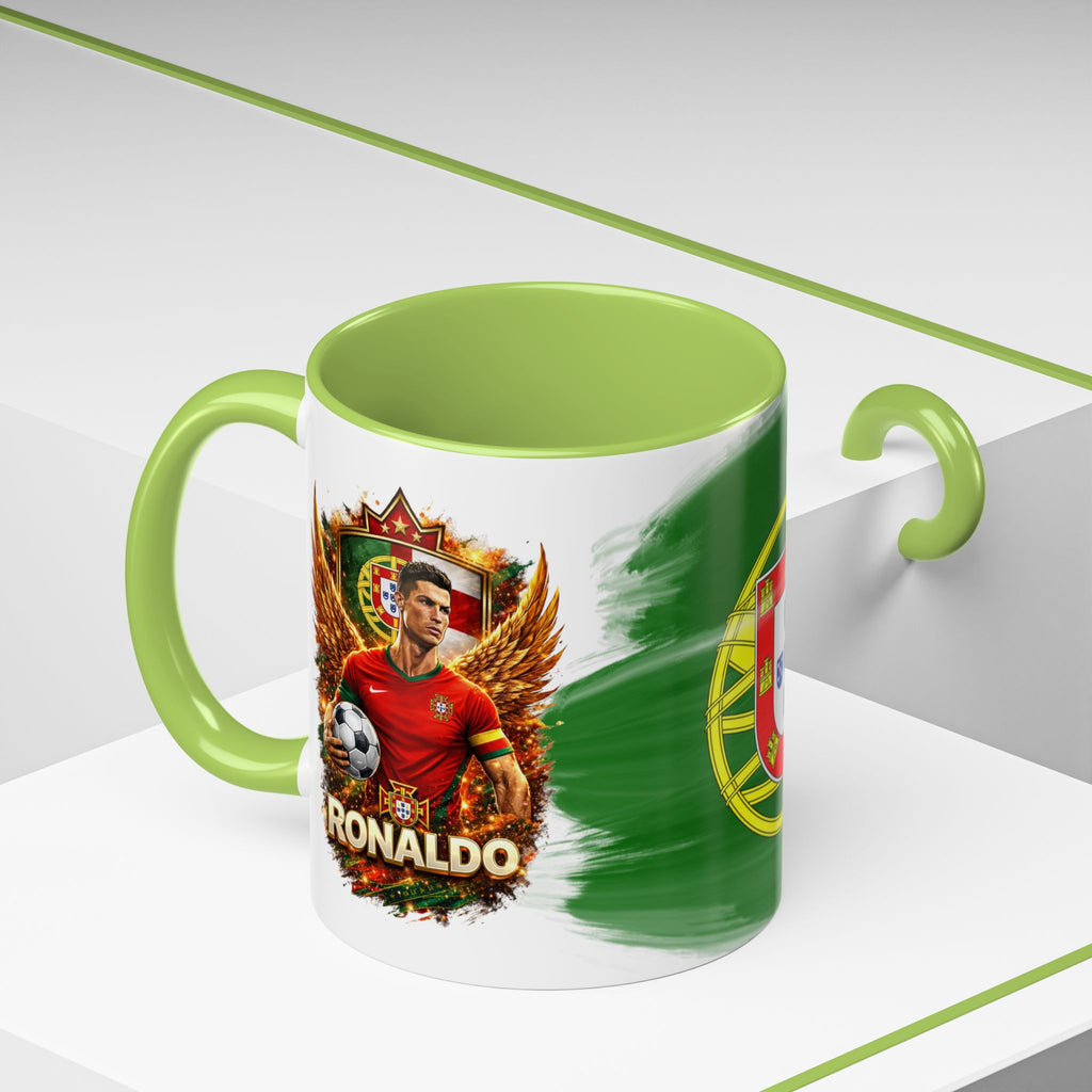 Portugal Flag Accent Coffee Mug — Painted Portuguese Crest Design (11/15oz)