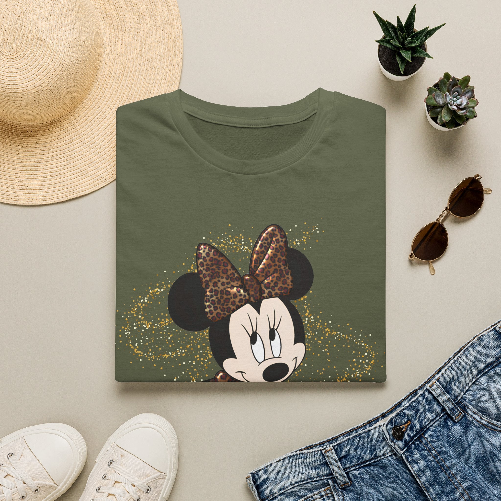 Minnie Mouse Brown Glitter Graphic T-Shirt