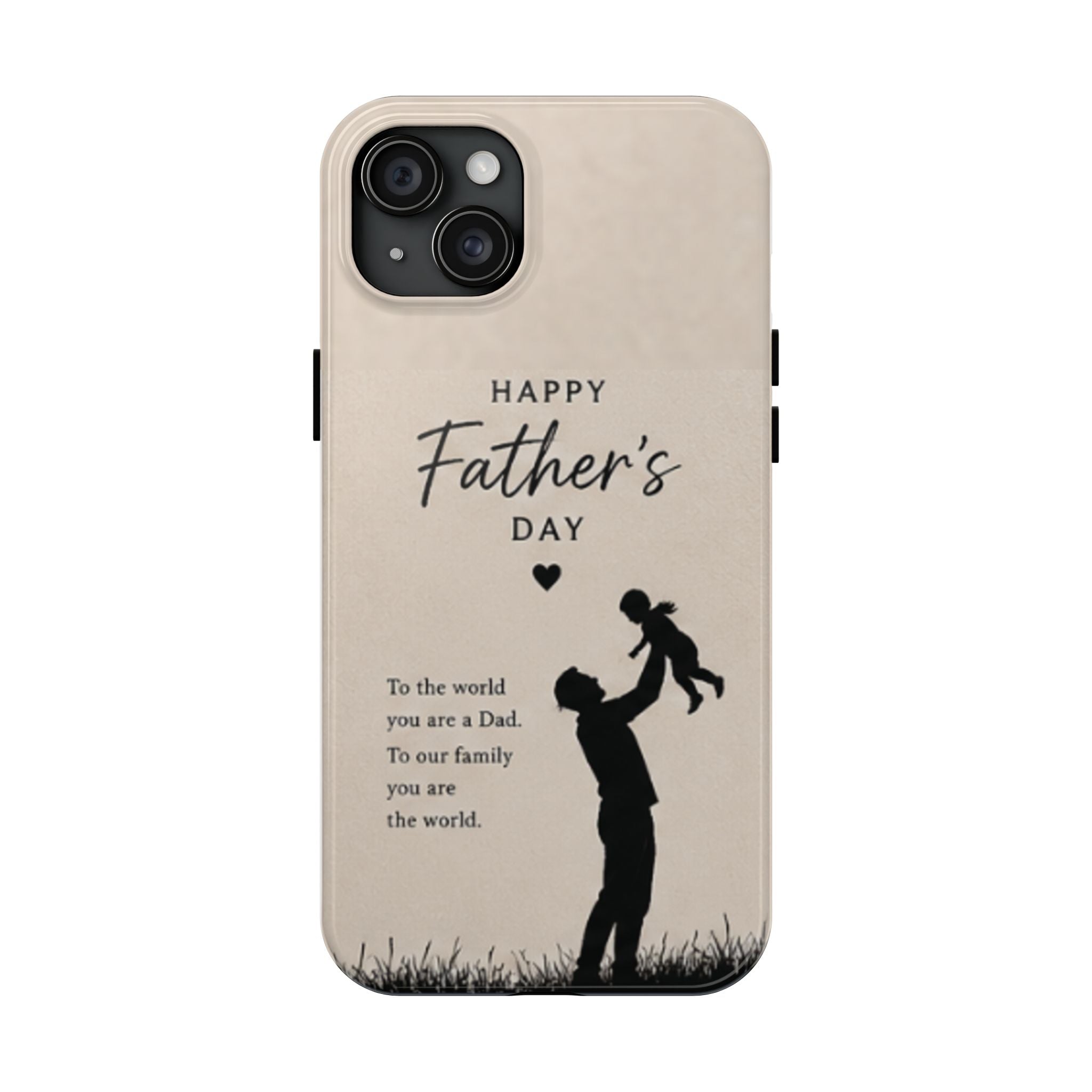 Father's Day Tough Phone Case — "Happy Father's Day" Silhouette Dad & Child Protective Cover