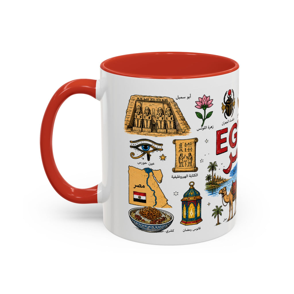 Egypt Landmarks Coffee Mug — Vintage Egyptian Icons & Arabic 'Egypt' Design (11oz)