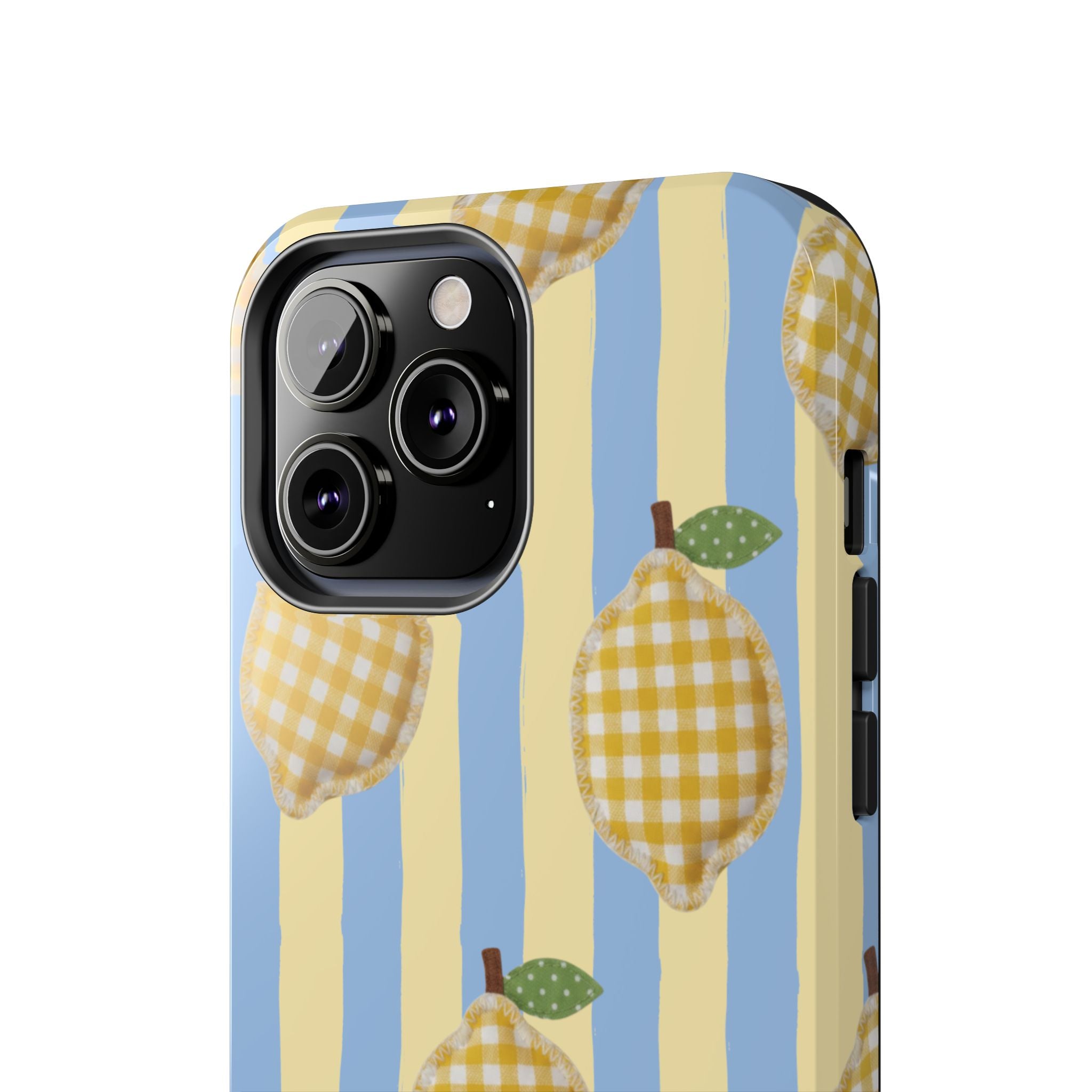 Tough Phone Case — Blue & Yellow Gingham Lemon Design