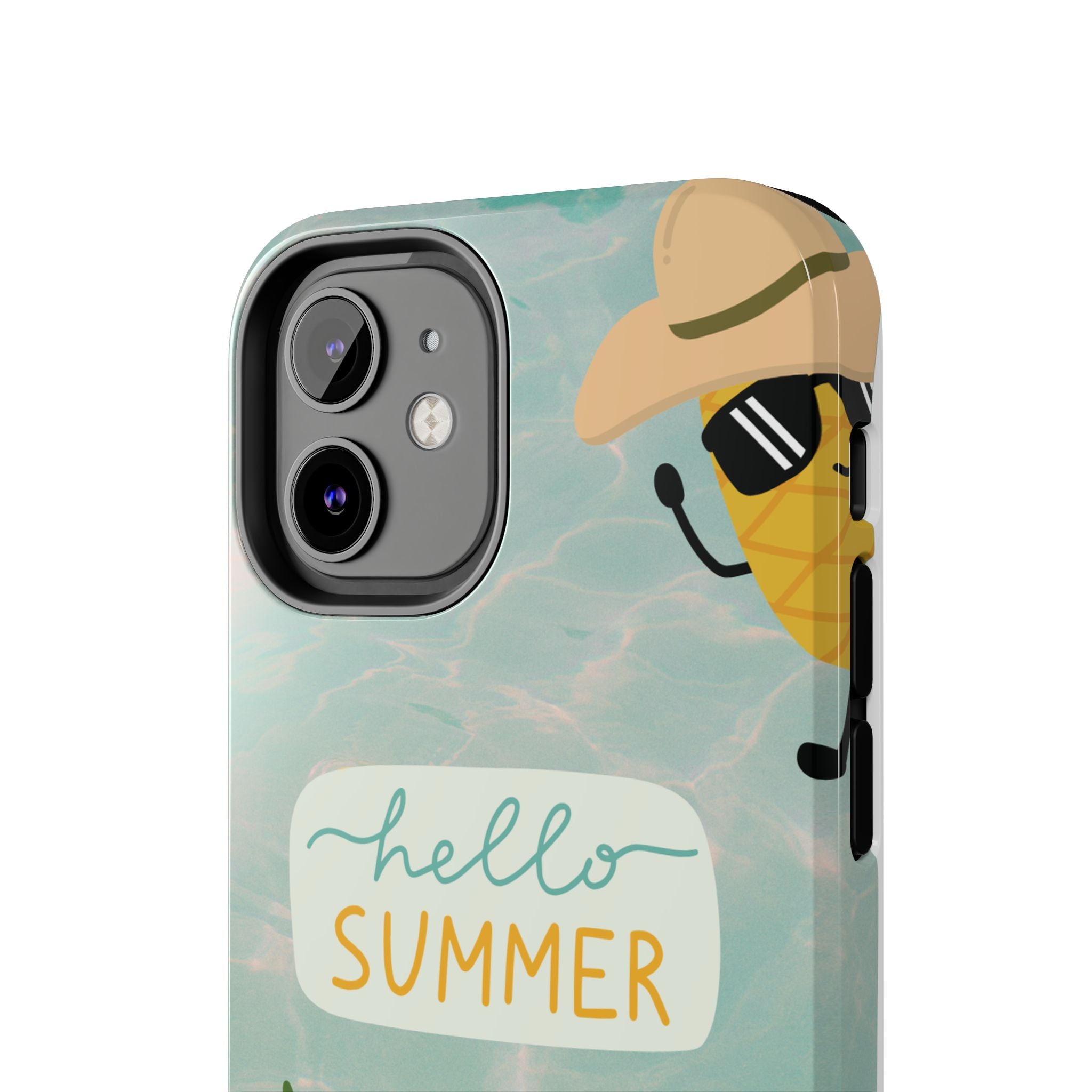 Hello Summer Tough Phone Case - Cute Pineapple & Oranges Beach Design