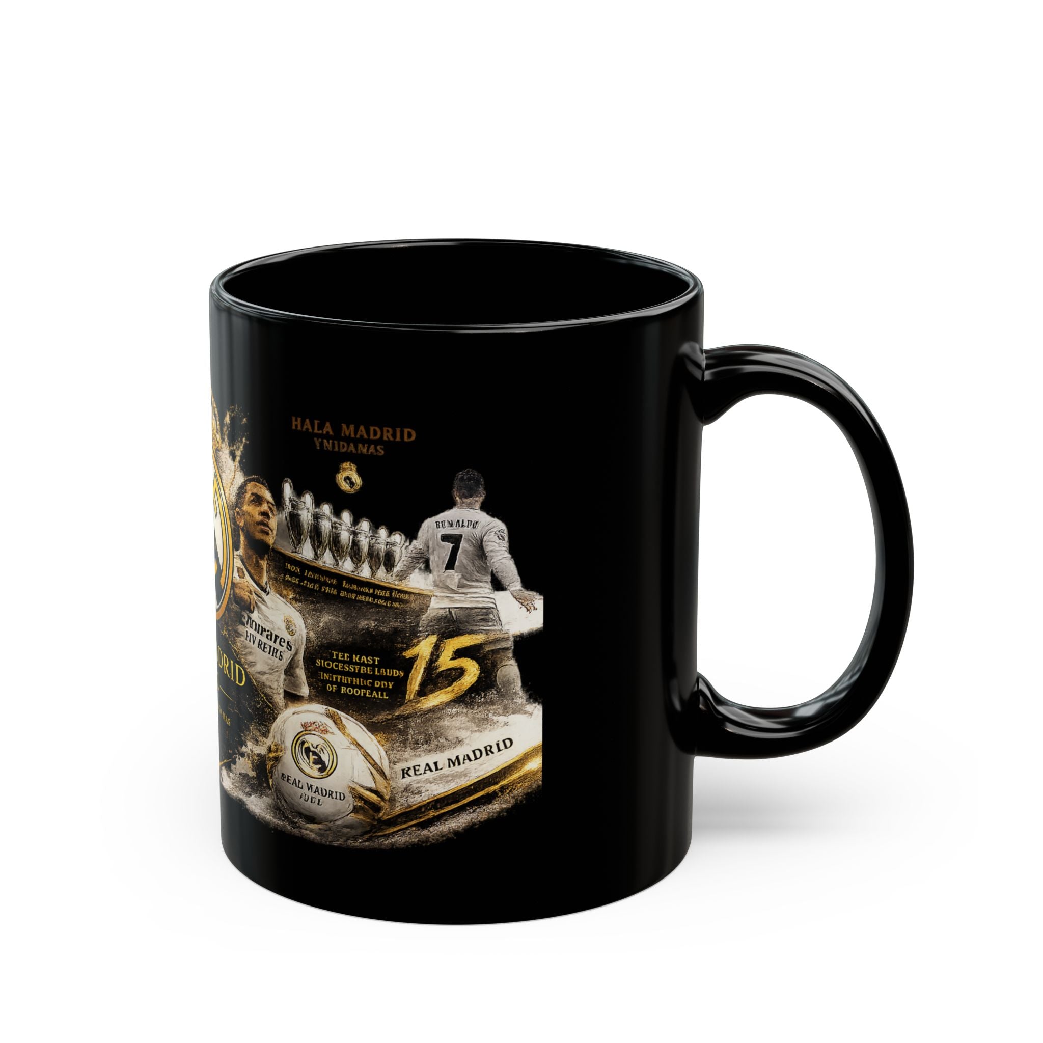 Real Madrid Black Coffee Mug — Soccer Fan Gift (Nala Madrid Design)