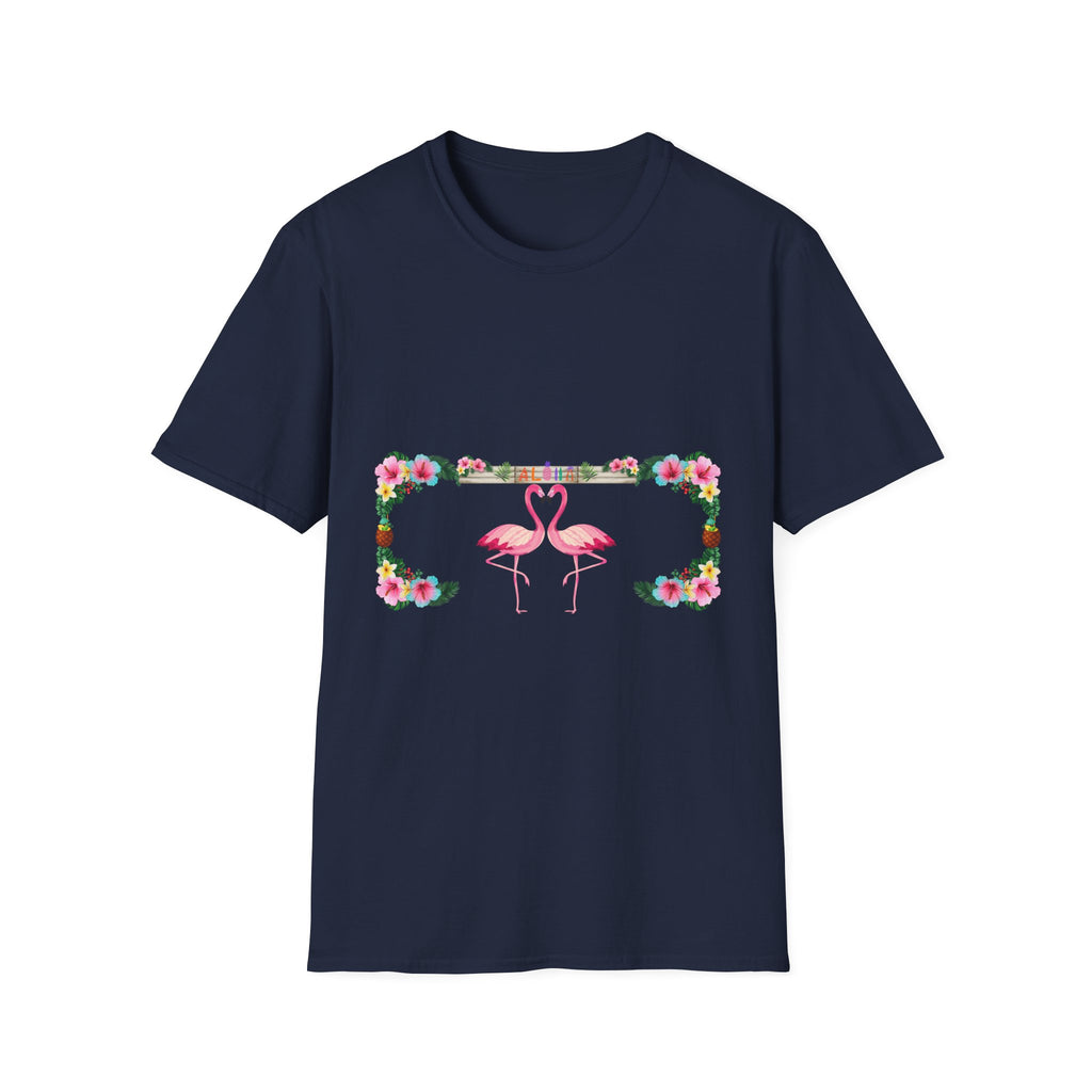 Flamingo Heart T-Shirt – Floral Romantic Couple Design