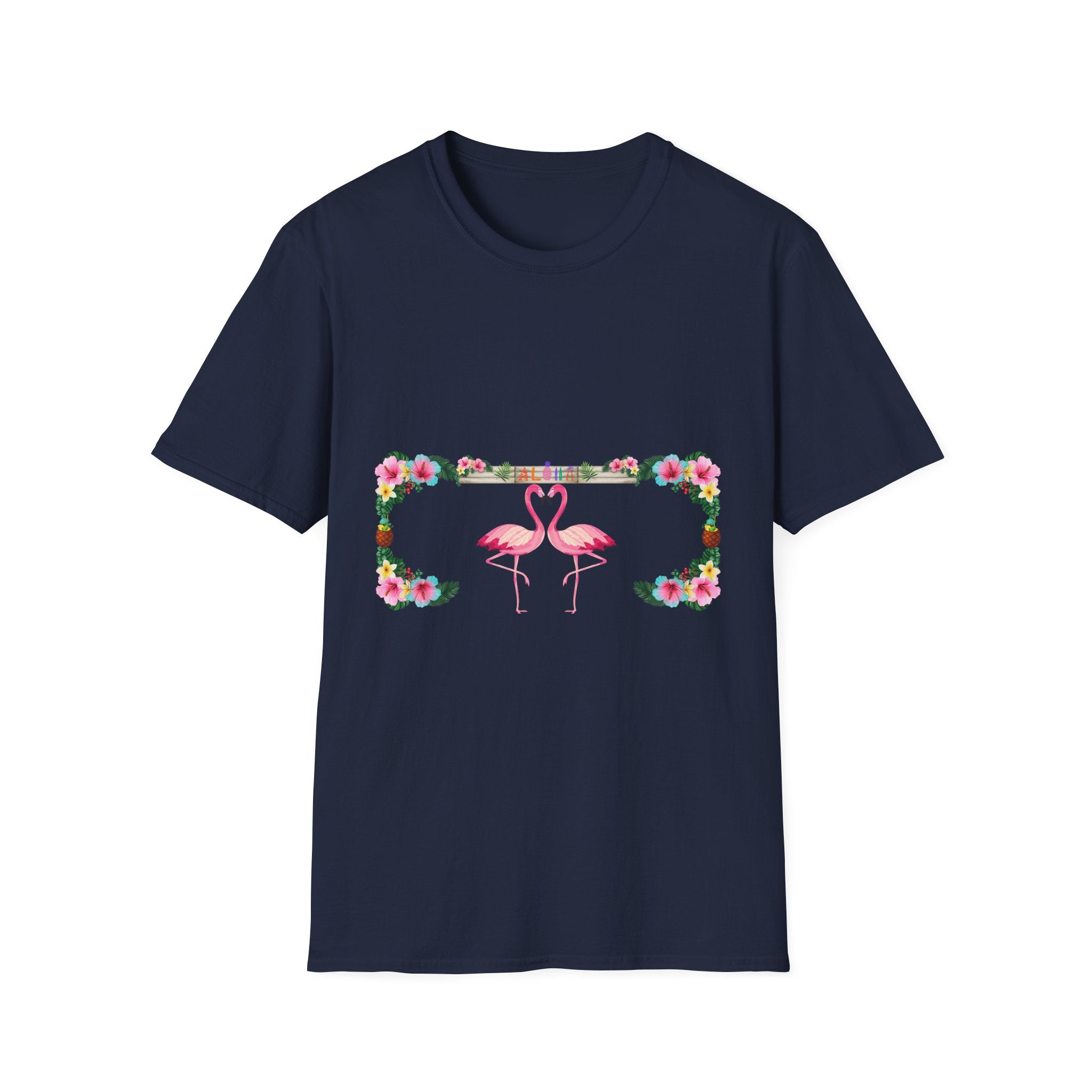 Flamingo Heart T-Shirt – Floral Romantic Couple Design