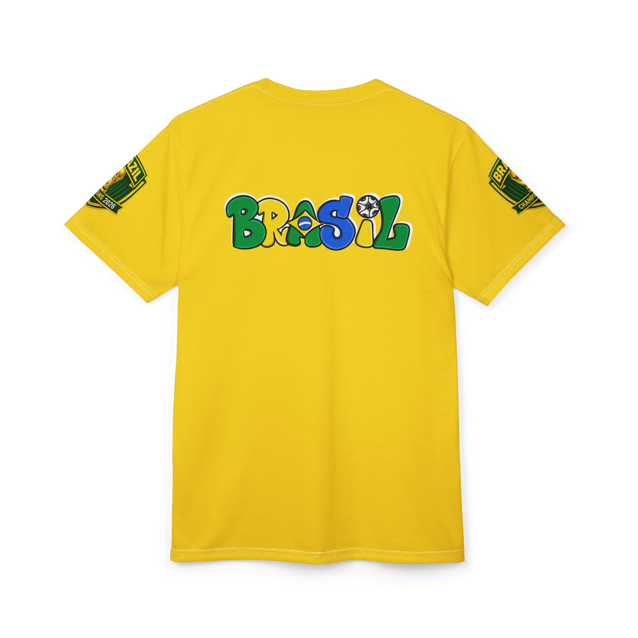 Brazil Flag Crest T-Shirt — Yellow Soccer Fan Tee