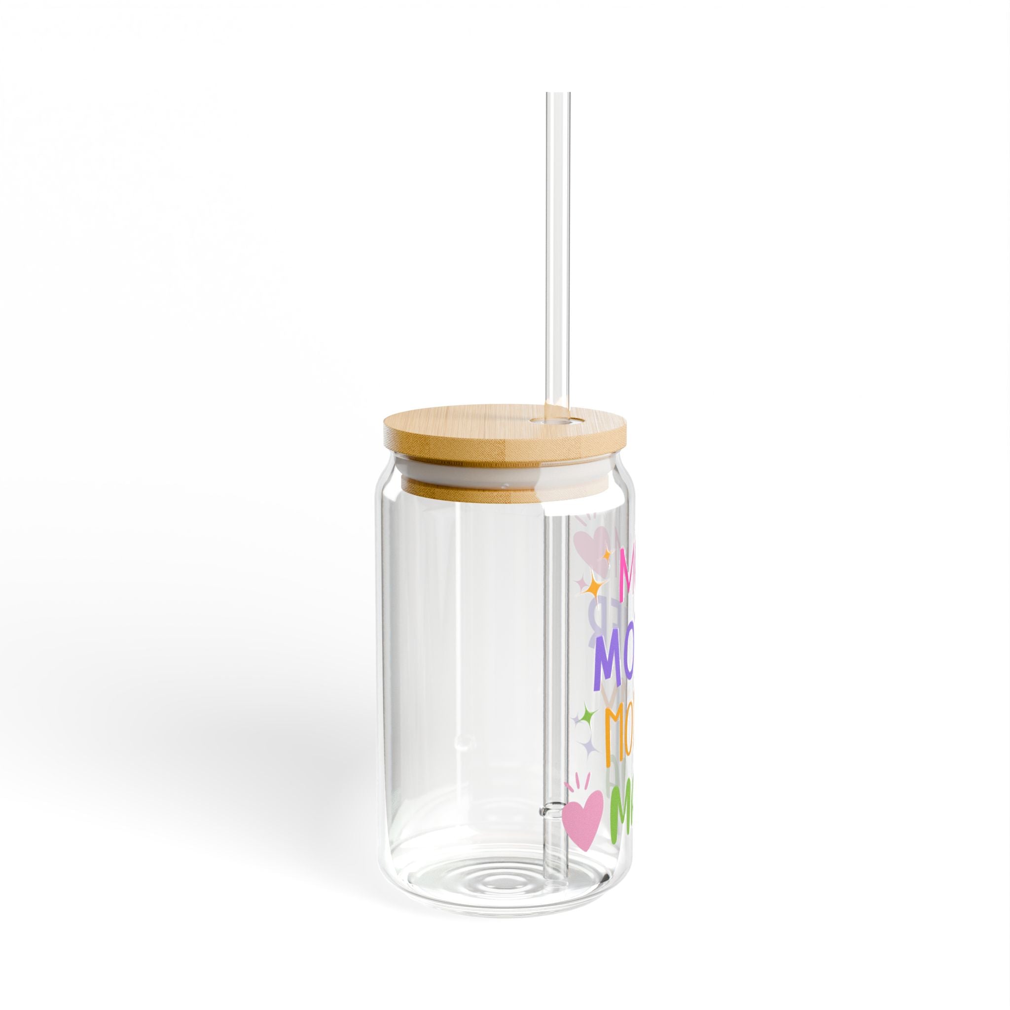 Mom / Mother / Mommy / Mama 16oz Sipper Glass – Colorful Mother's Day Gift with Bamboo Lid & Straw