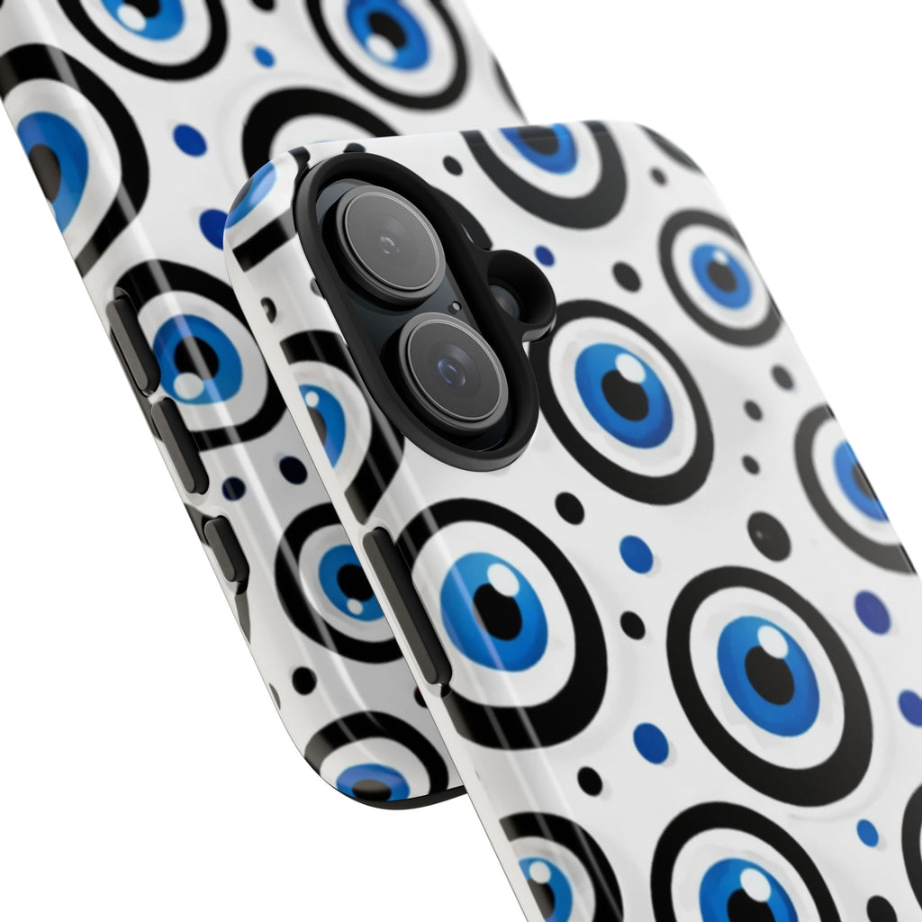 Blue Evil Eye Pattern Tough Phone Case — Protective Ceramic Nazar Design