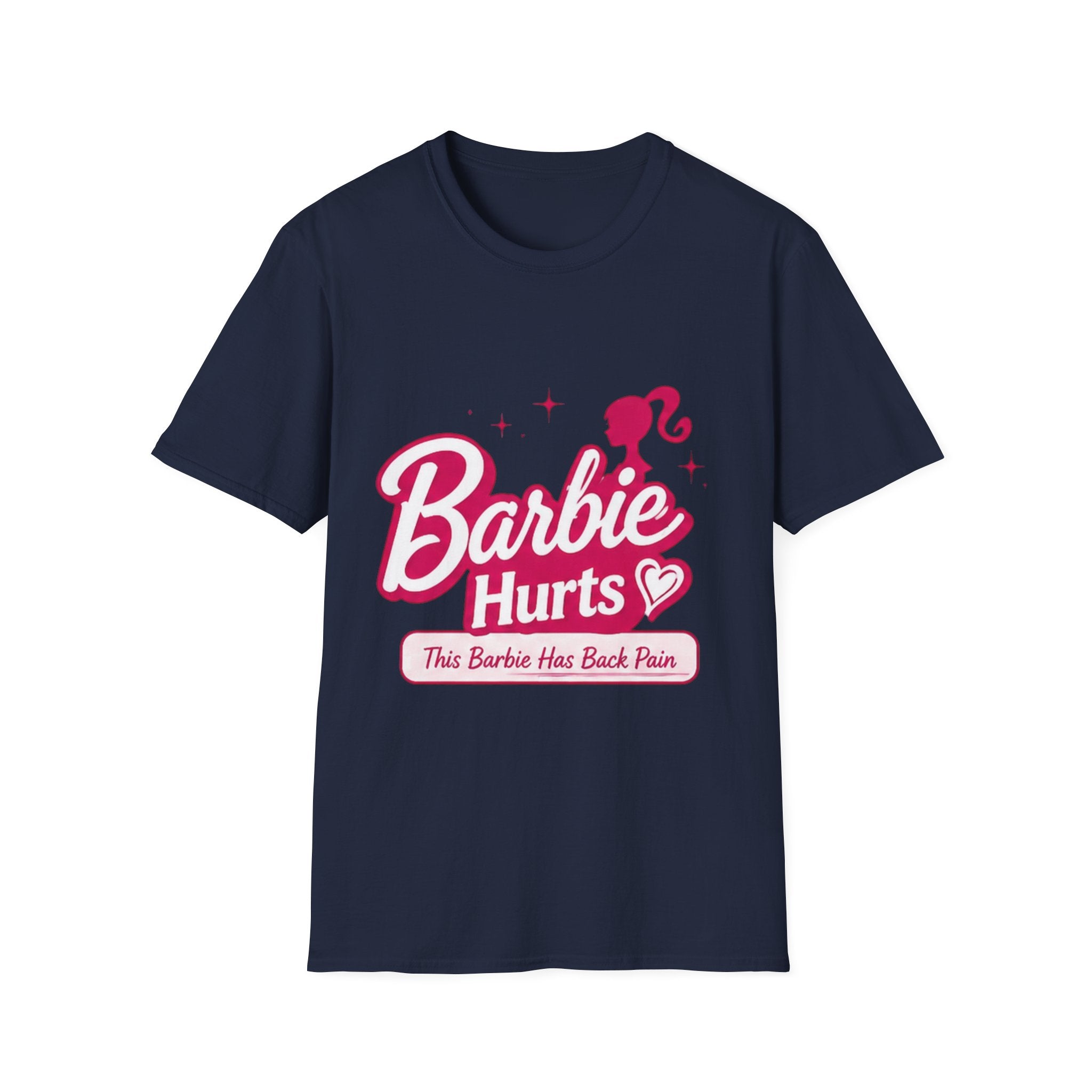 Barbie Hurts T-Shirt — 'This Barbie Has Back Pain' Funny Pink Graphic Tee