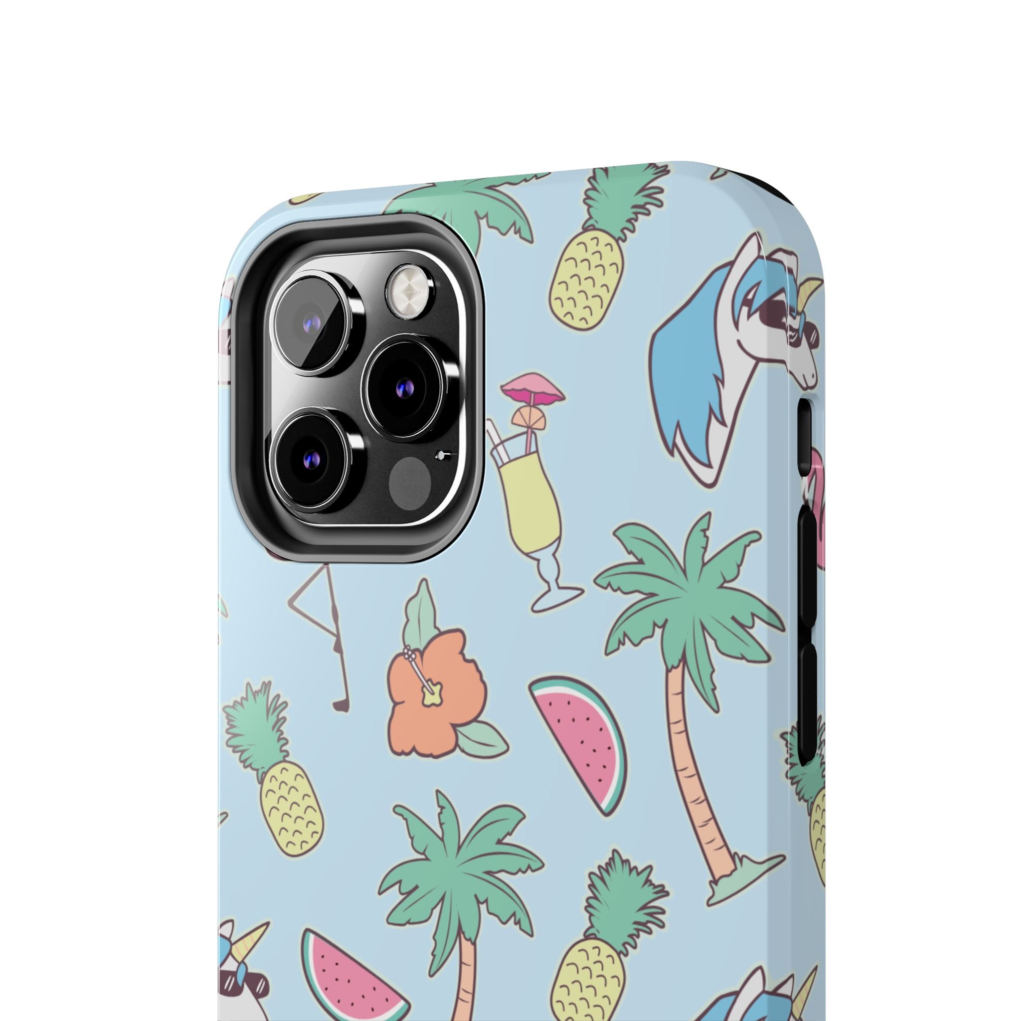 Tropical Summer Tough Phone Case — Pineapple, Flamingo & Palm Pattern