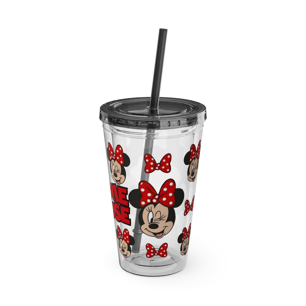 16oz Character Straw Tumbler – Red Polka Dot Bow Design