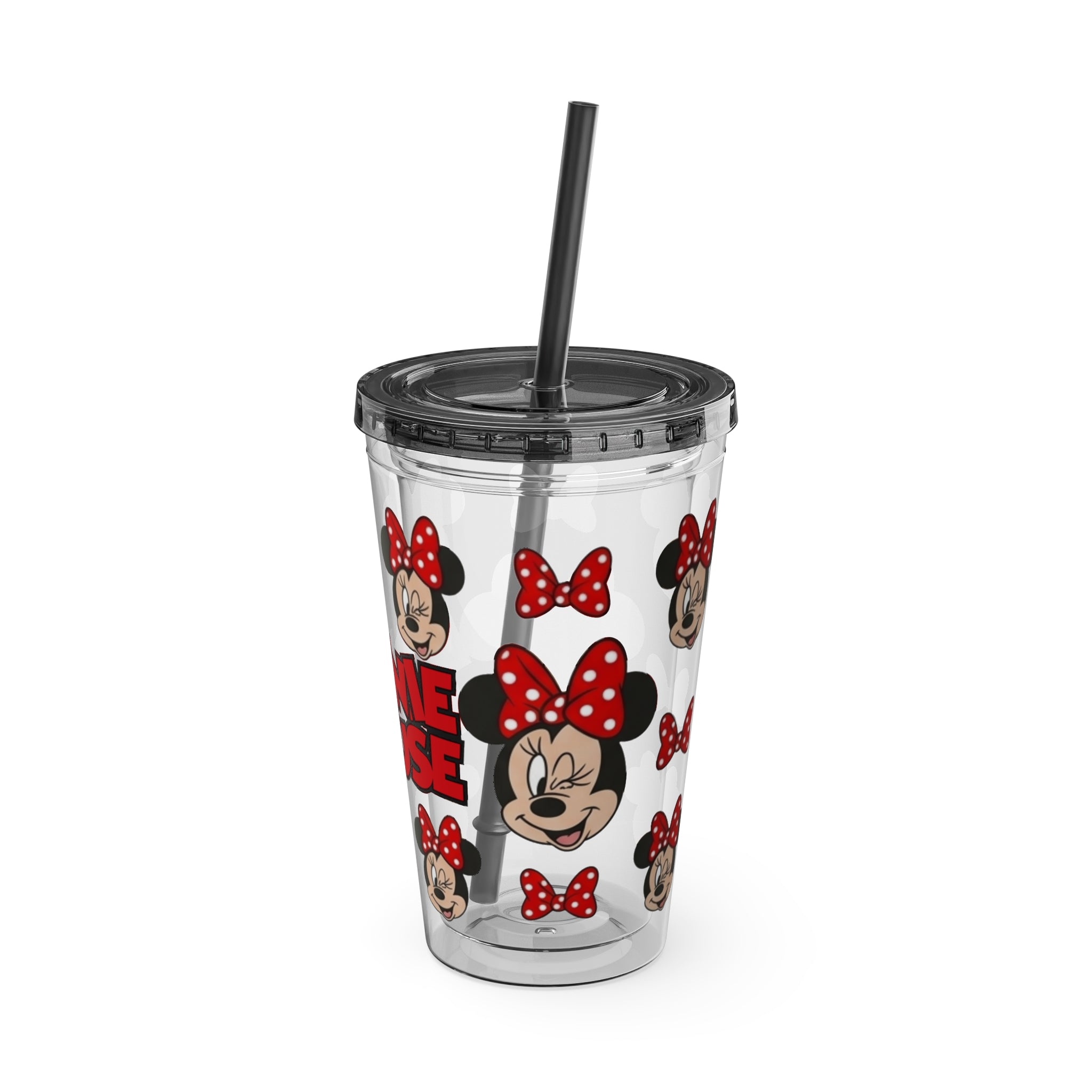 16oz Character Straw Tumbler – Red Polka Dot Bow Design
