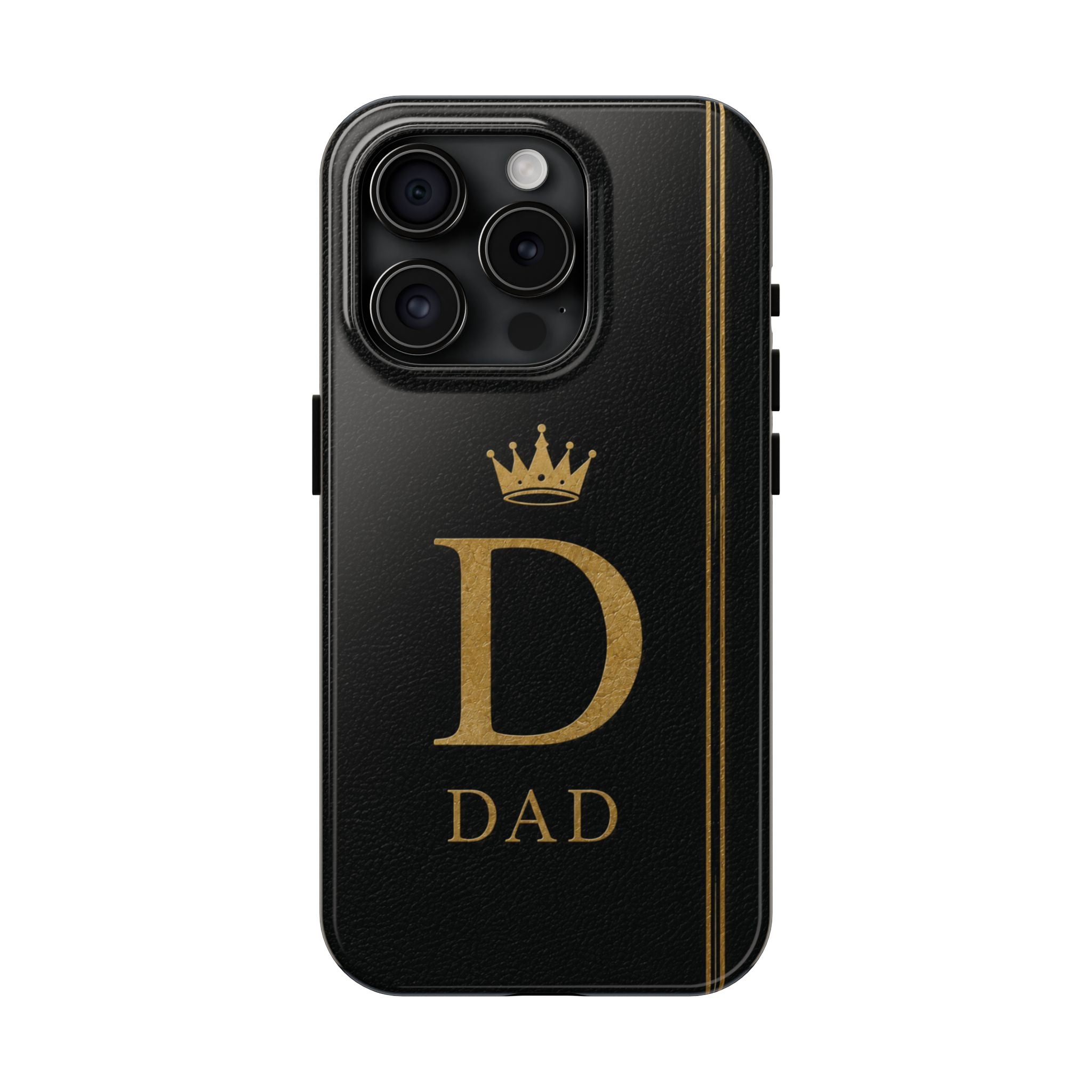 Dad Monogram Tough Phone Case — Black Gold Crown Initial