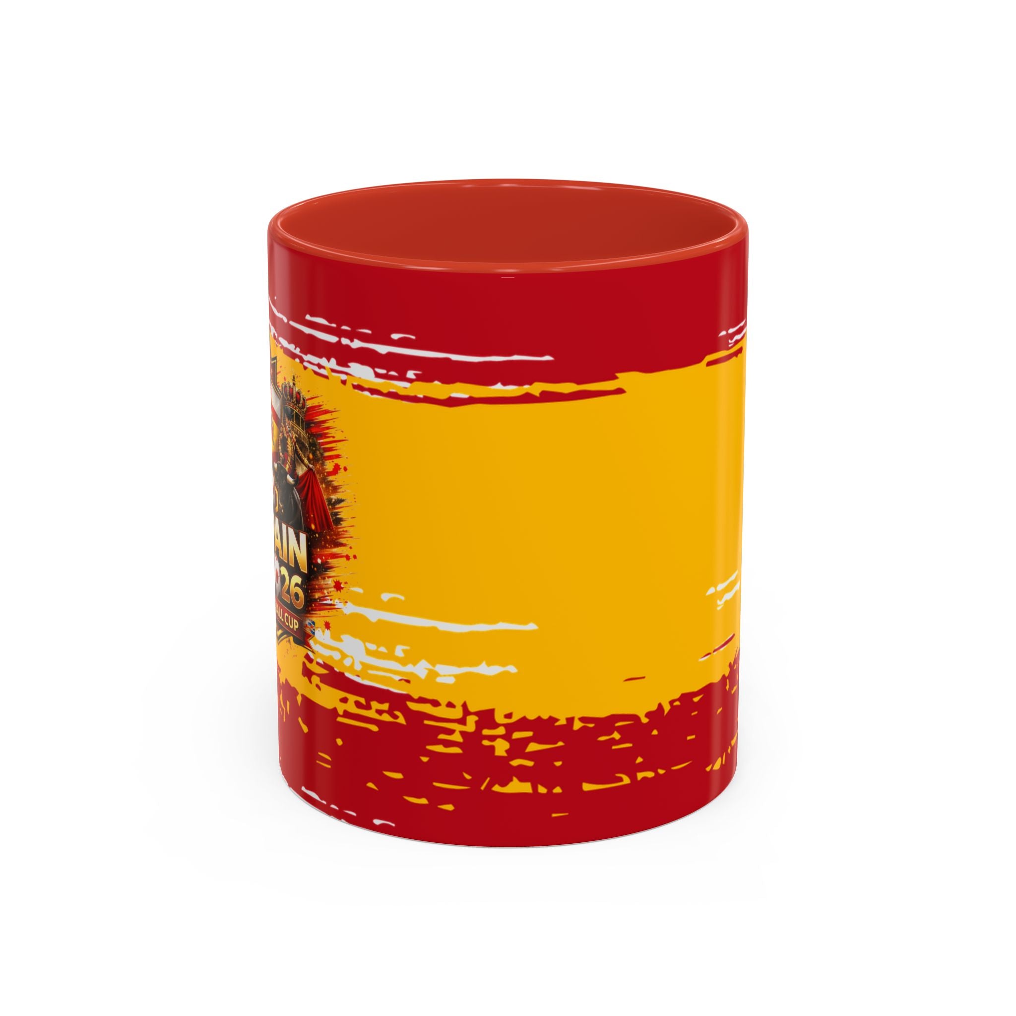 Spanish Flag Accent Coffee Mug – Bold Red & Gold Brushstroke Ceramic Mug