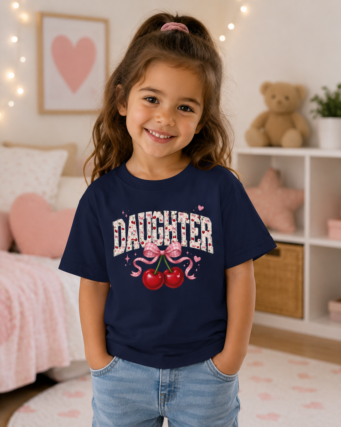 Youth Tee — Daughter Cherry Coquette Graphic Shirt