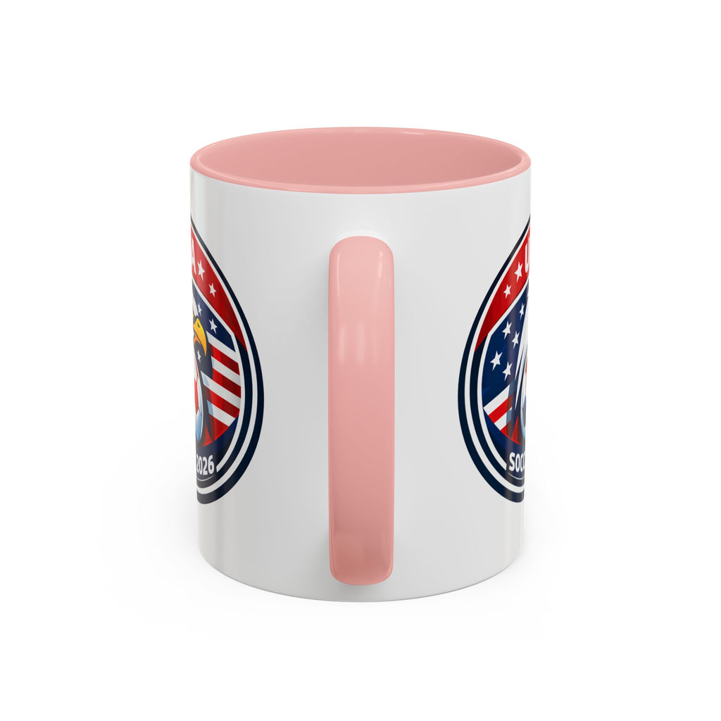 USA Soccer 2026 Accent Coffee Mug — Eagle & Flag Soccer Team Fan Gift (11/15oz)