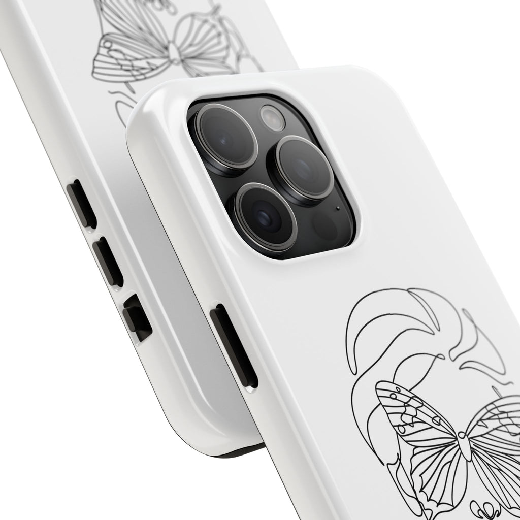 Butterfly Line Art Tough Phone Case — Minimalist Woman Face Design