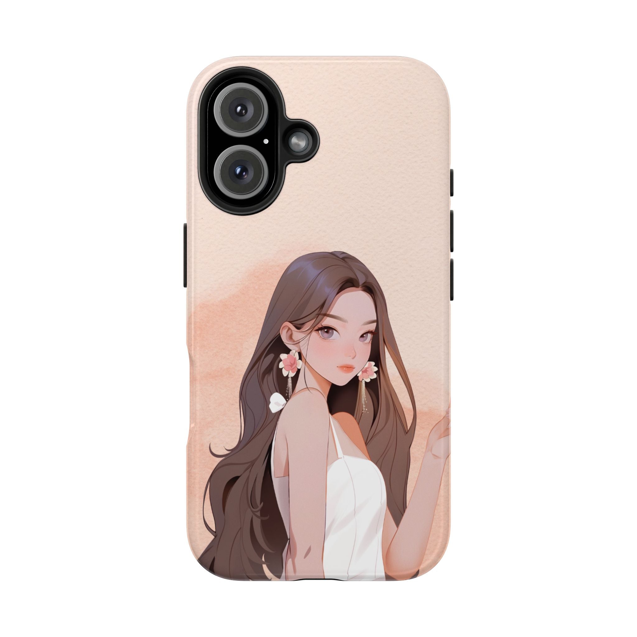 Tough Phone Case — Elegant Anime Girl Illustration, Protective Slim Phone Cover