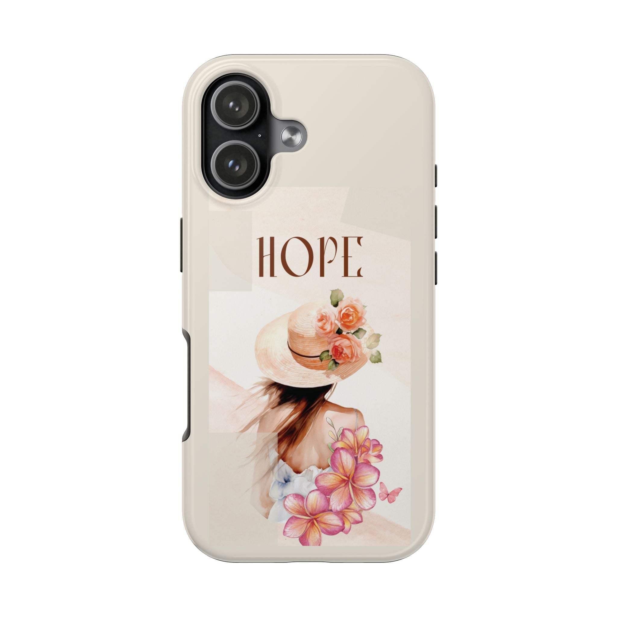 Hope Floral Tough Phone Case — Protective iPhone Case with Watercolor Girl & Flowers