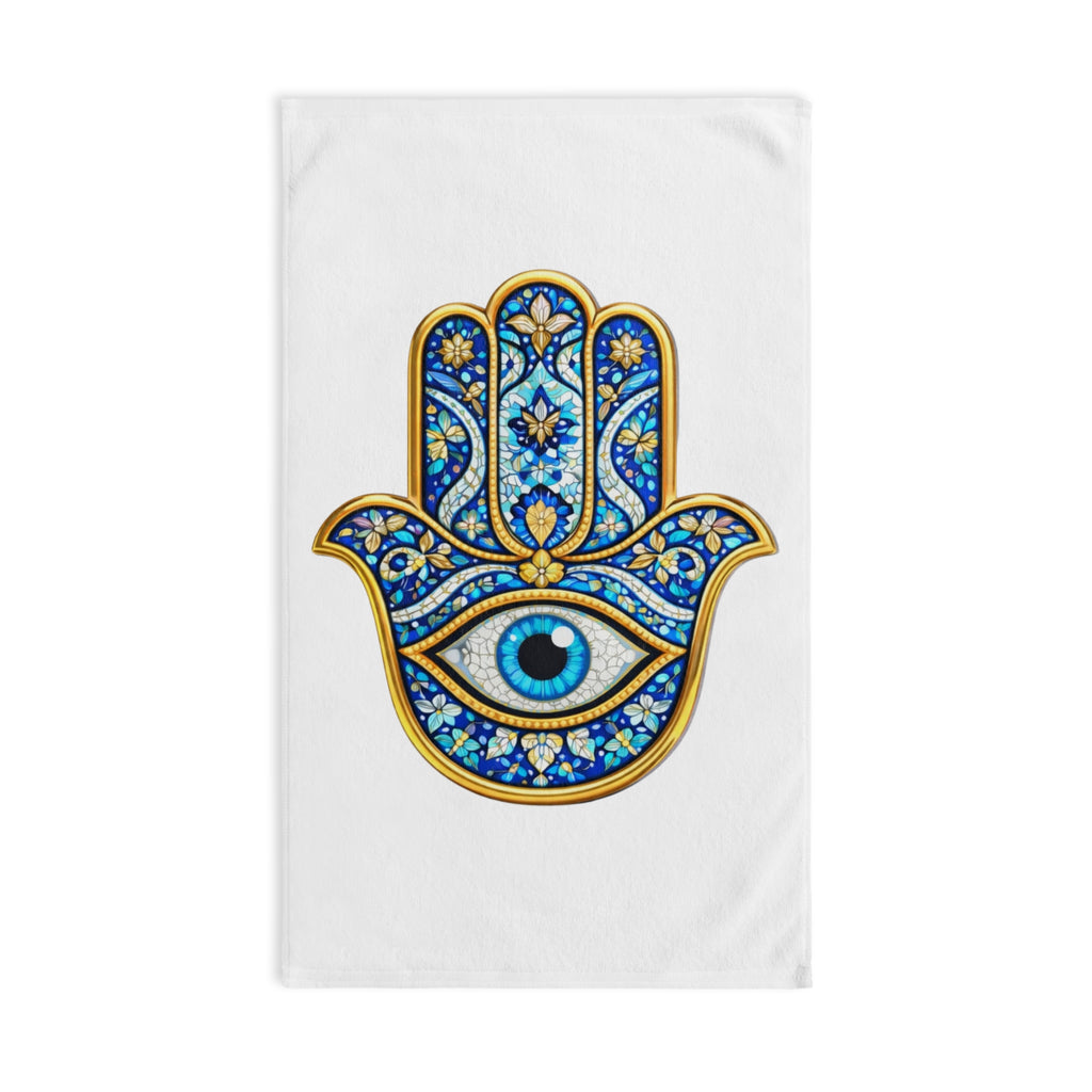 Hamsa Hand Towel - Blue Evil Eye Decorative Hand Towel for Kitchen & Bath