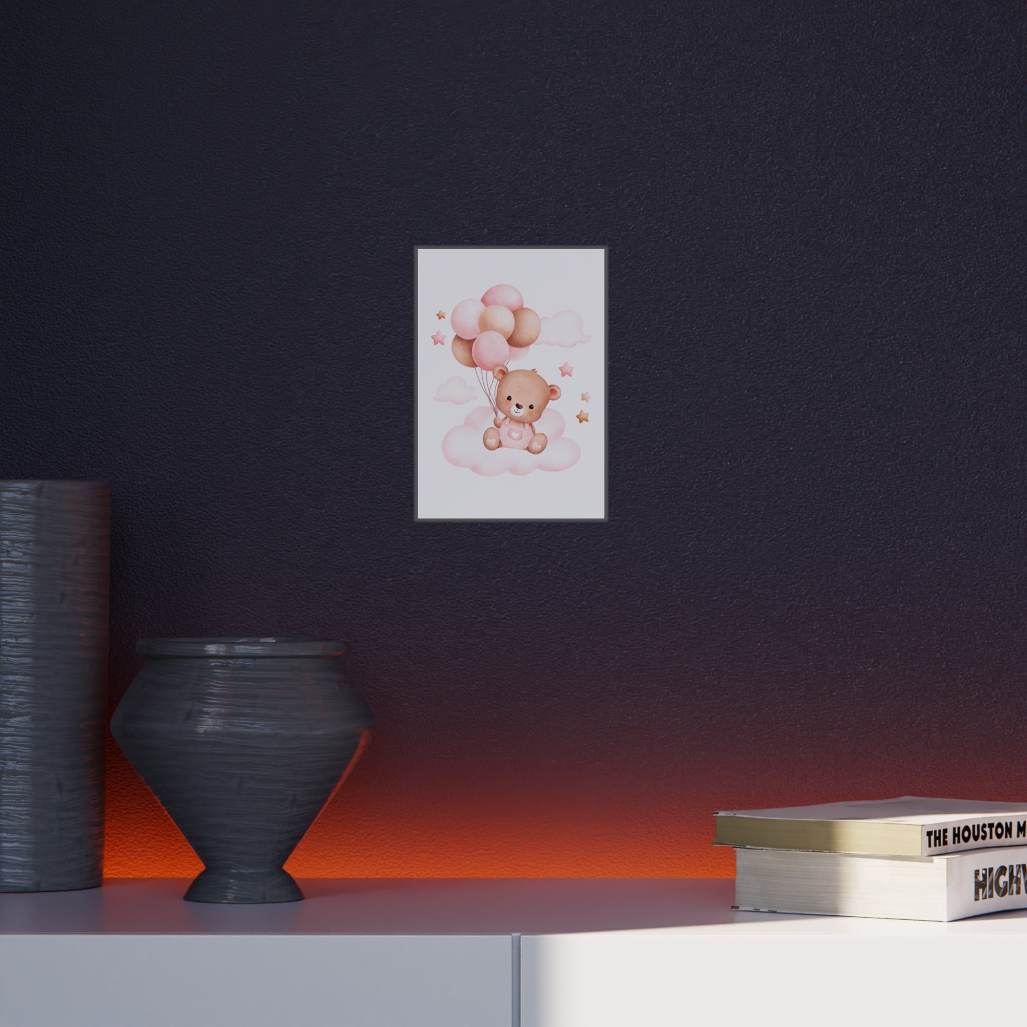 Baby Girl Nursery Foam Board — Pink Teddy with Balloons Wall Art
