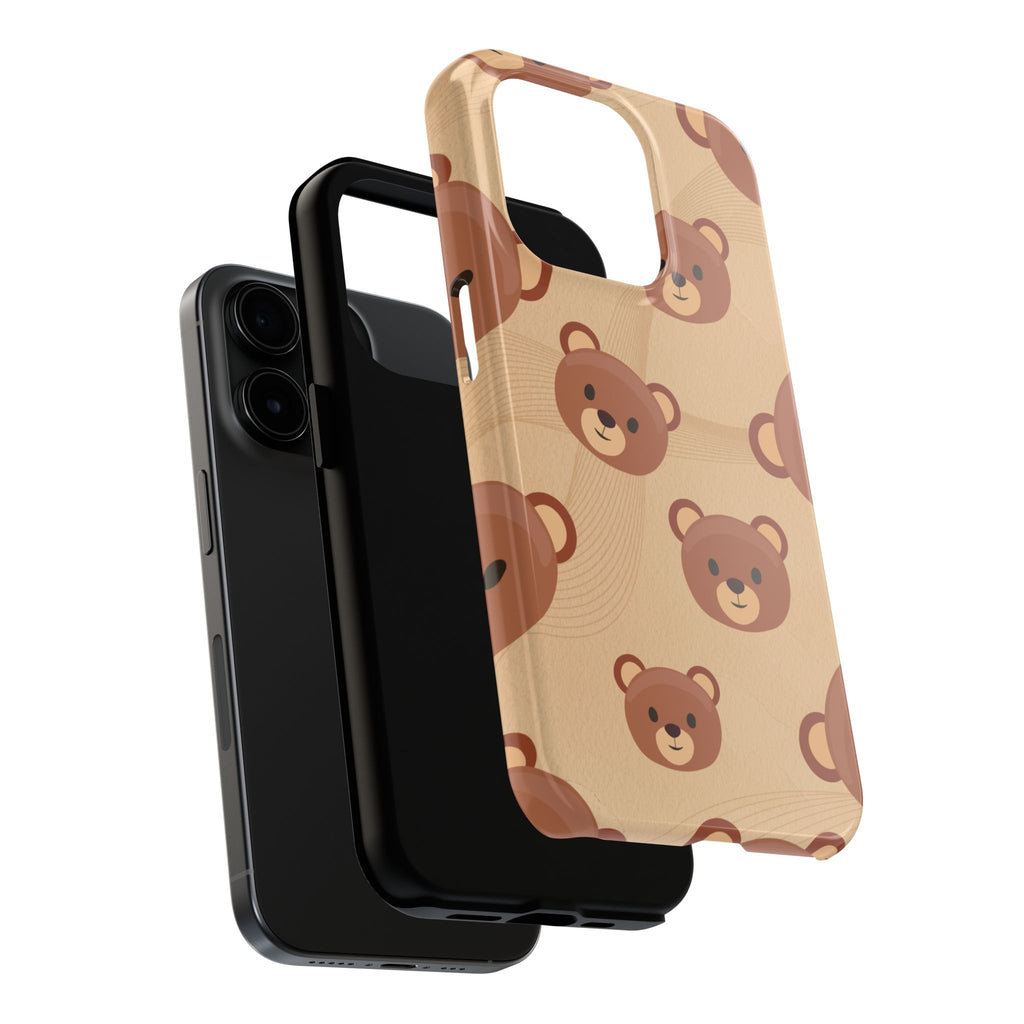 Bear Pattern Tough Phone Case — Cute Brown Bear Protective Phone Cover