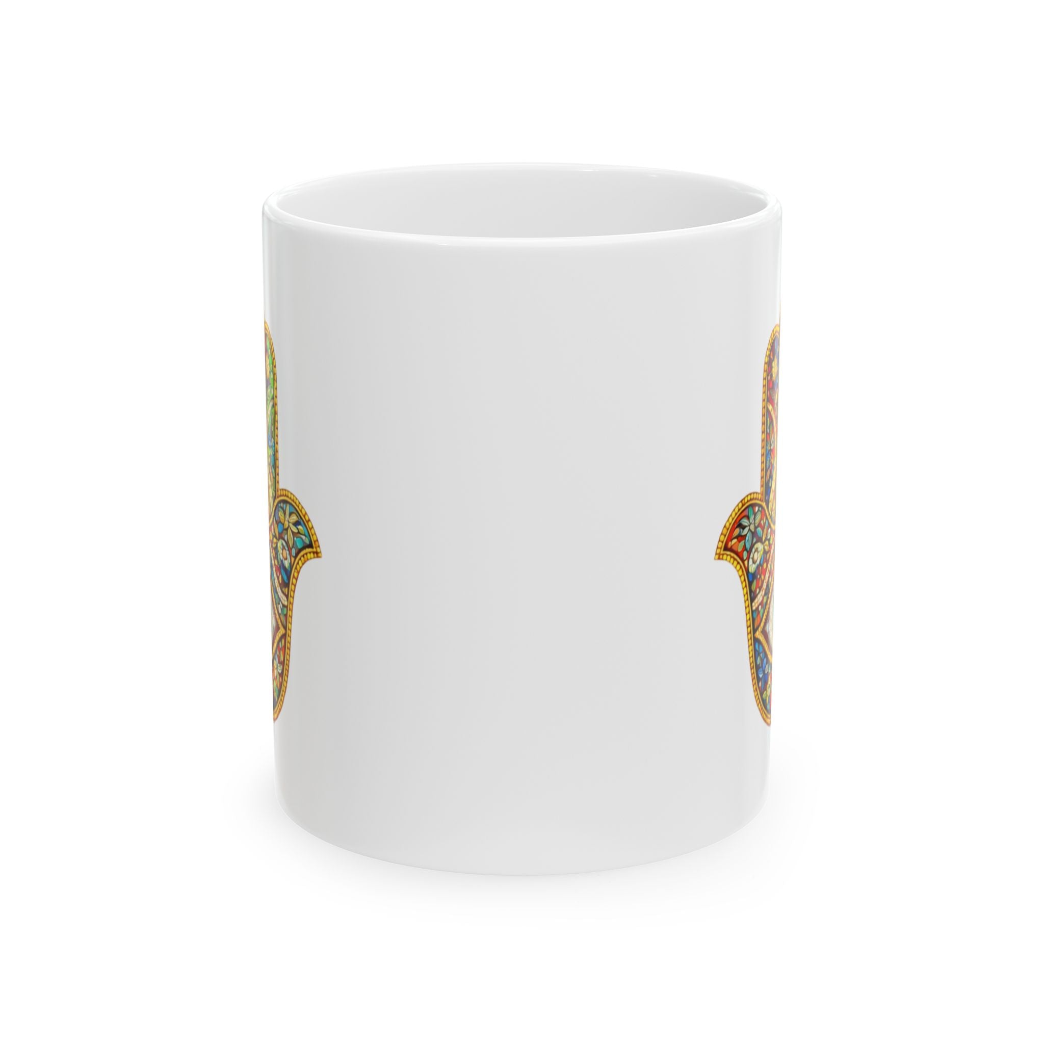 Hamsa Ceramic Mug – Colorful Boho Protection Coffee Cup (11oz, 15oz)