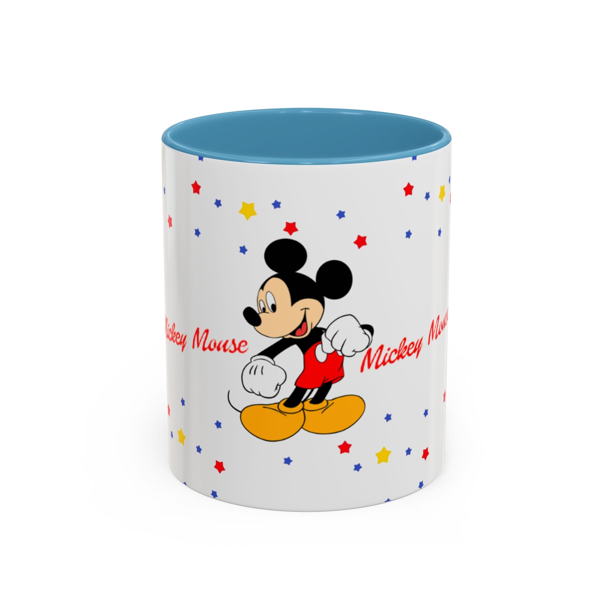 Mickey Mouse Accent Coffee Mug — Retro Cartoon Stars Design (11oz)