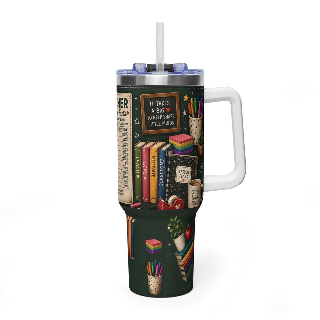 Teacher Nutrition Facts 40oz Vacuum Tumbler — Insulated Teacher Coffee Cup