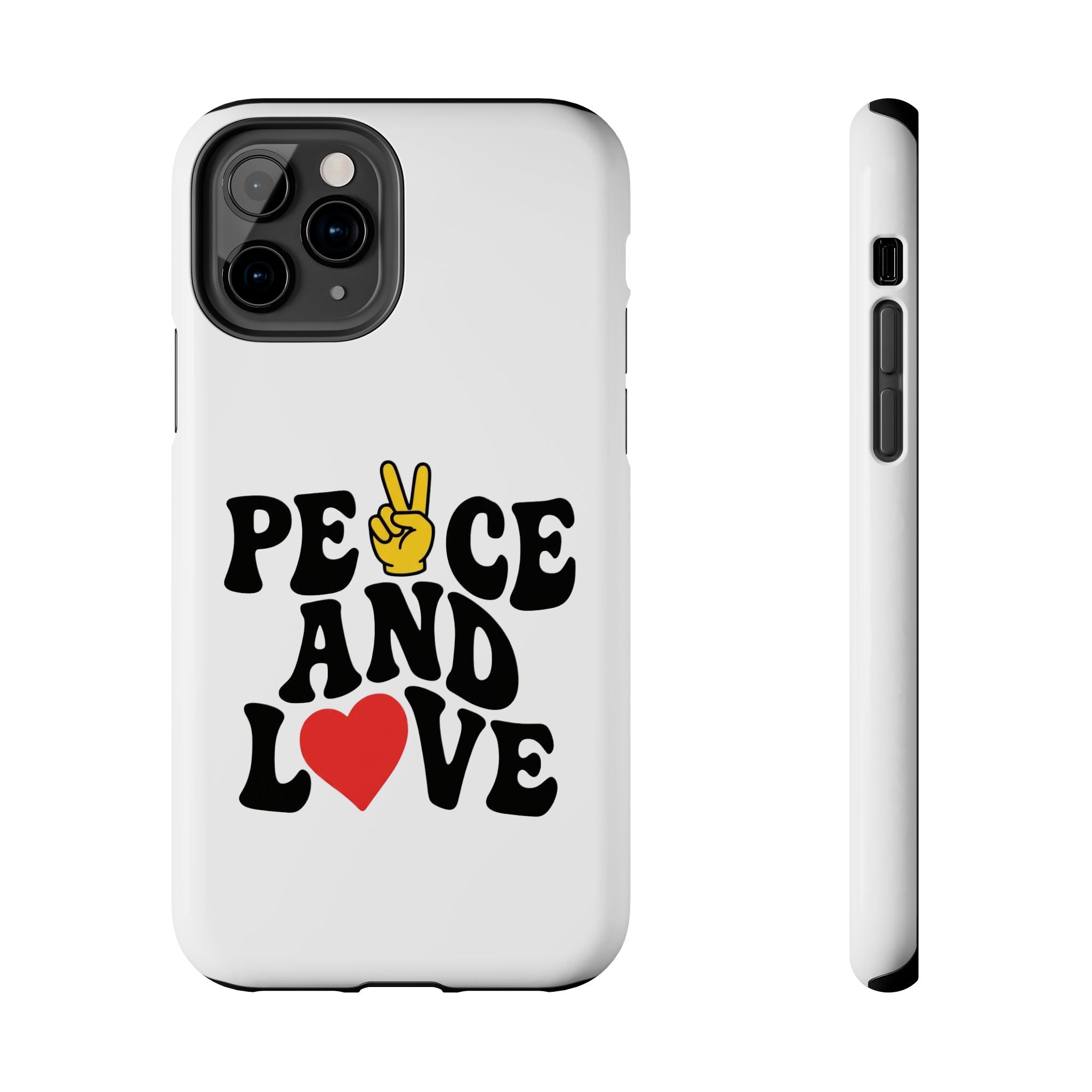Peace and Love Tough Phone Case — Retro Peace Sign & Heart Protective Cover