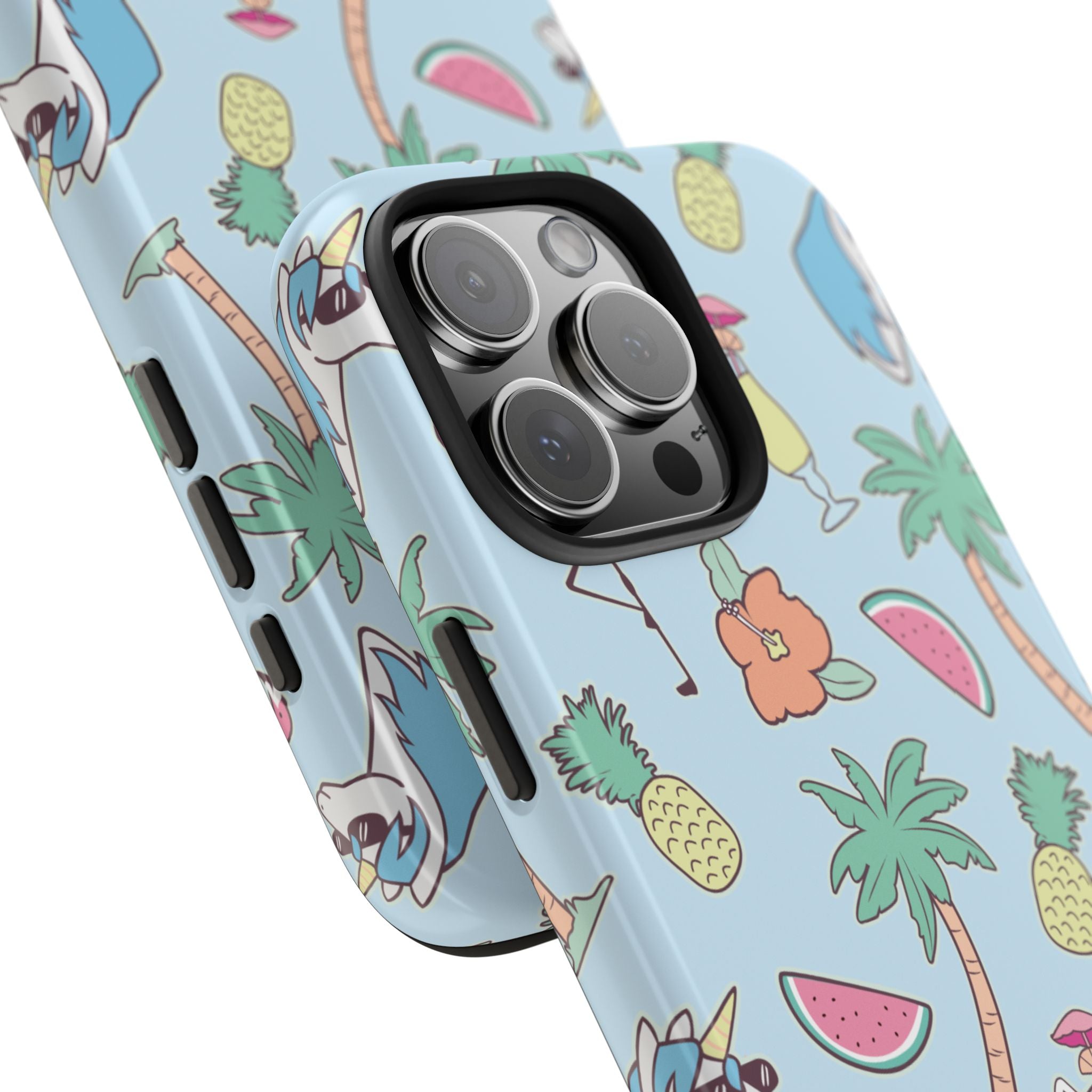 Tropical Summer Tough Phone Case — Pineapple, Flamingo & Palm Pattern