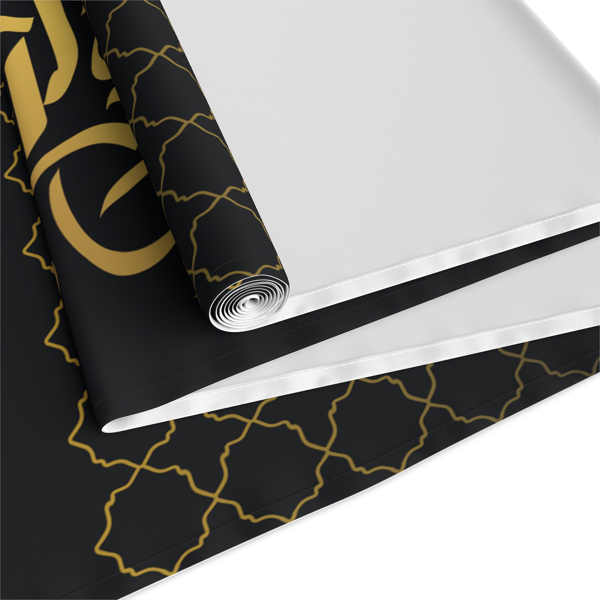 Table Runner — Black & Gold Eid Dinner Decor (Arabic Calligraphy)