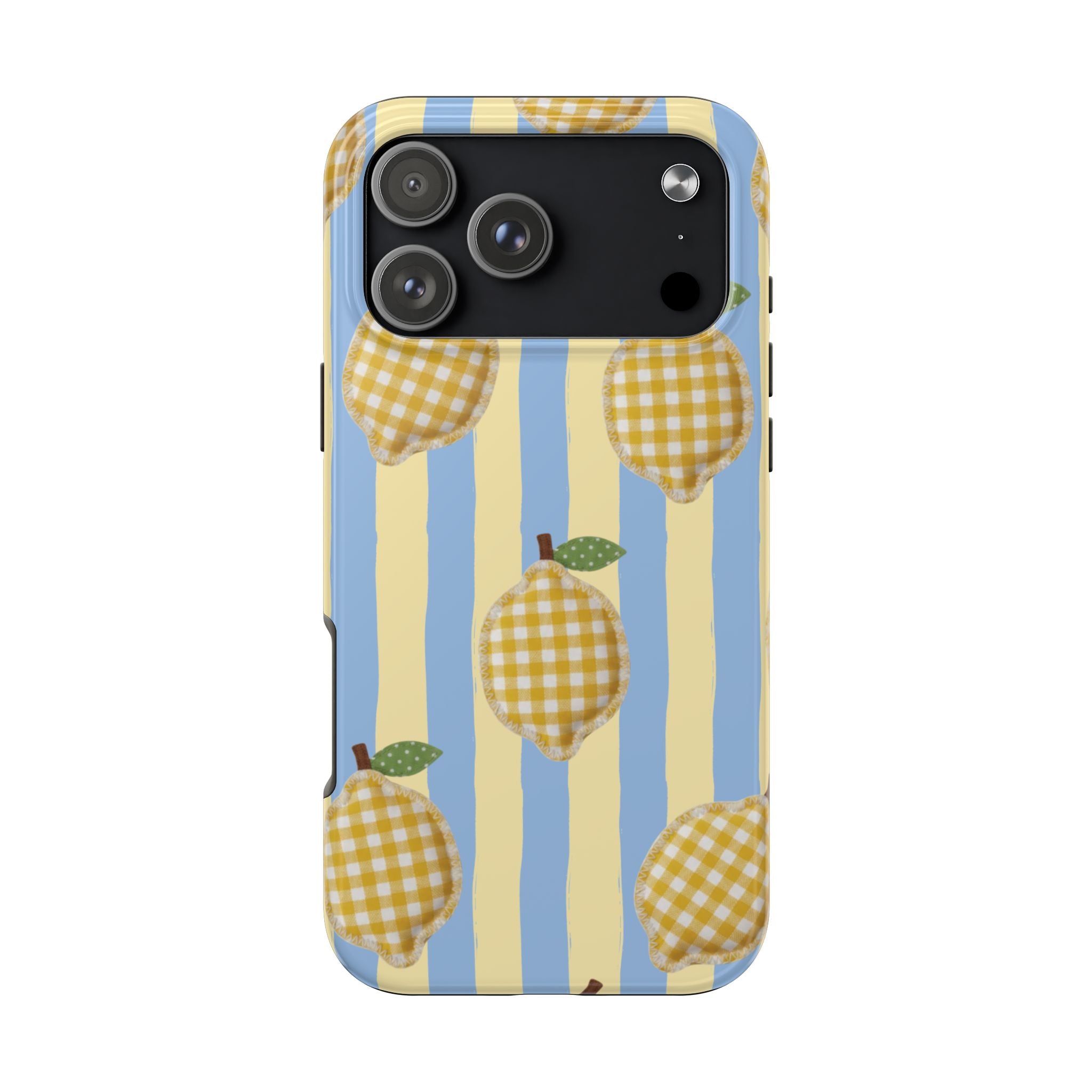 Tough Phone Case — Blue & Yellow Gingham Lemon Design