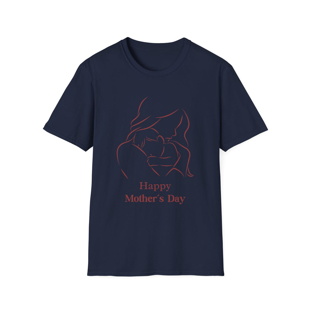 Mother's Day T-Shirt — Minimal Mom and Baby Line Art with "Happy Mother's Day"