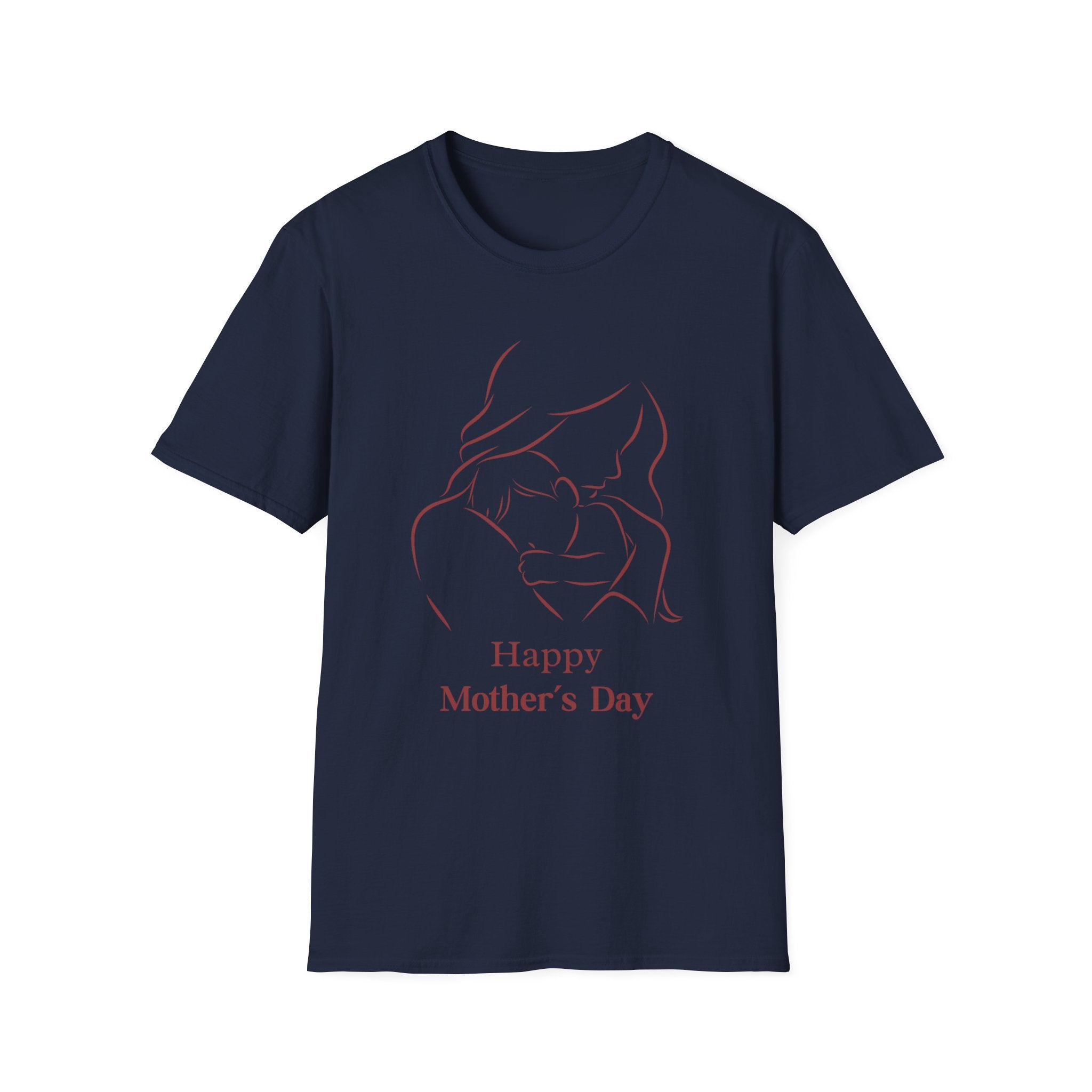 Mother's Day T-Shirt — Minimal Mom and Baby Line Art with "Happy Mother's Day"