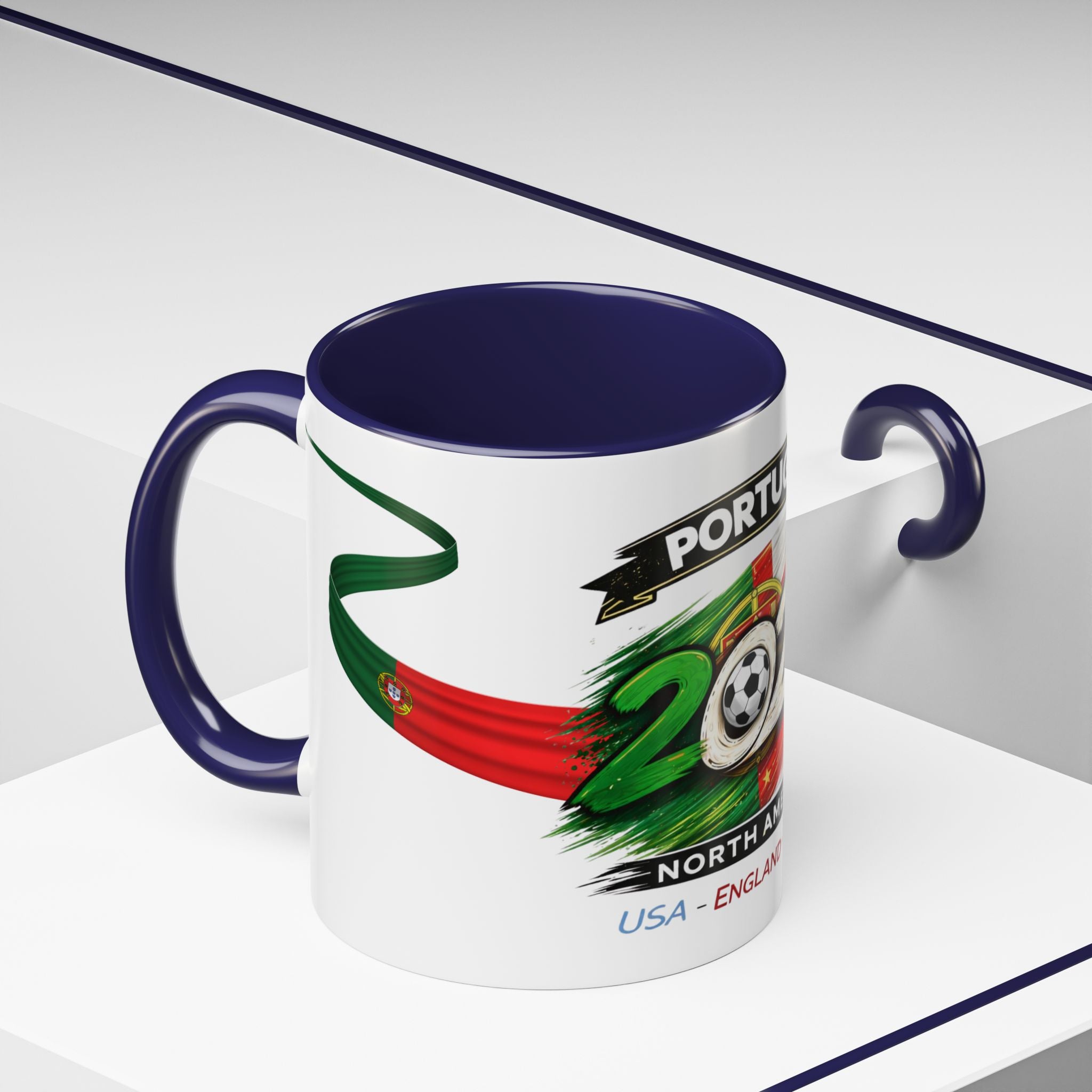 Portugal 2026 Soccer Cup Accent Coffee Mug — USA England Mexico Host Nations