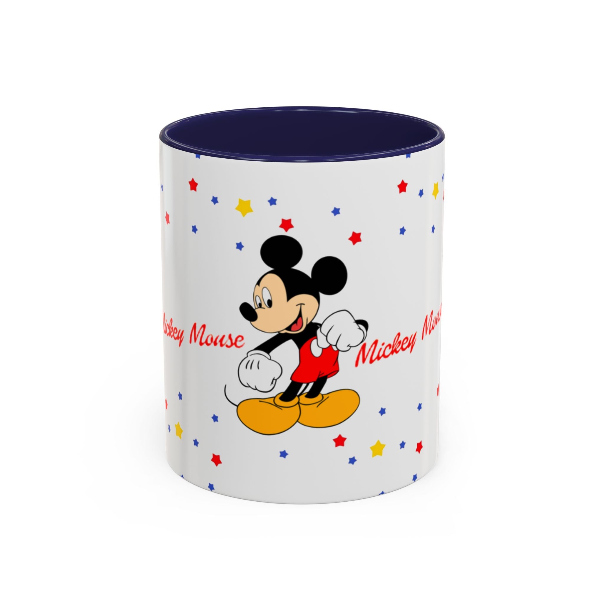 Mickey Mouse Accent Coffee Mug — Retro Cartoon Stars Design (11oz)