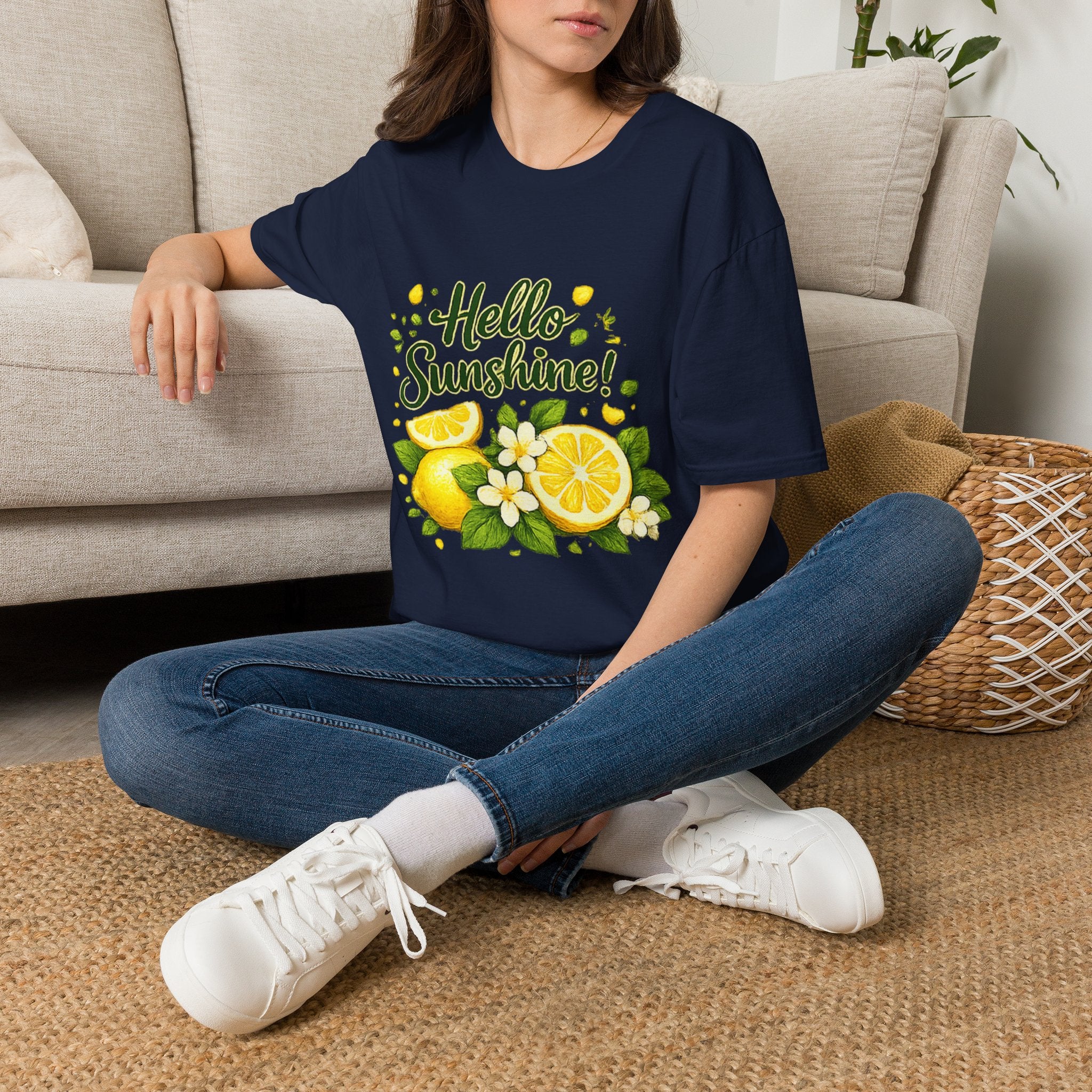 Hello Sunshine Uni Sex T-Shirt — Lemon Floral Summer Tee