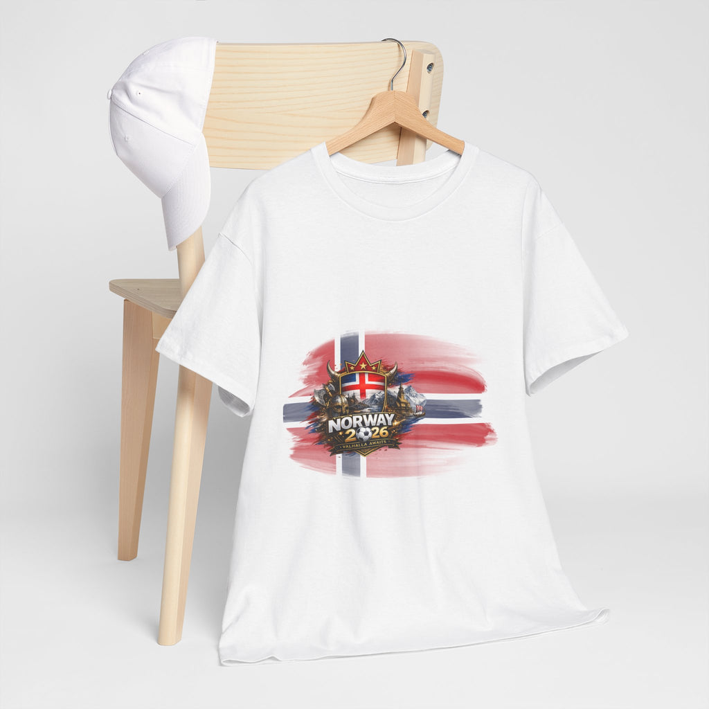 Norway 2026 Football Fan T-Shirt — Norwegian Flag & Trophy Soccer Tee