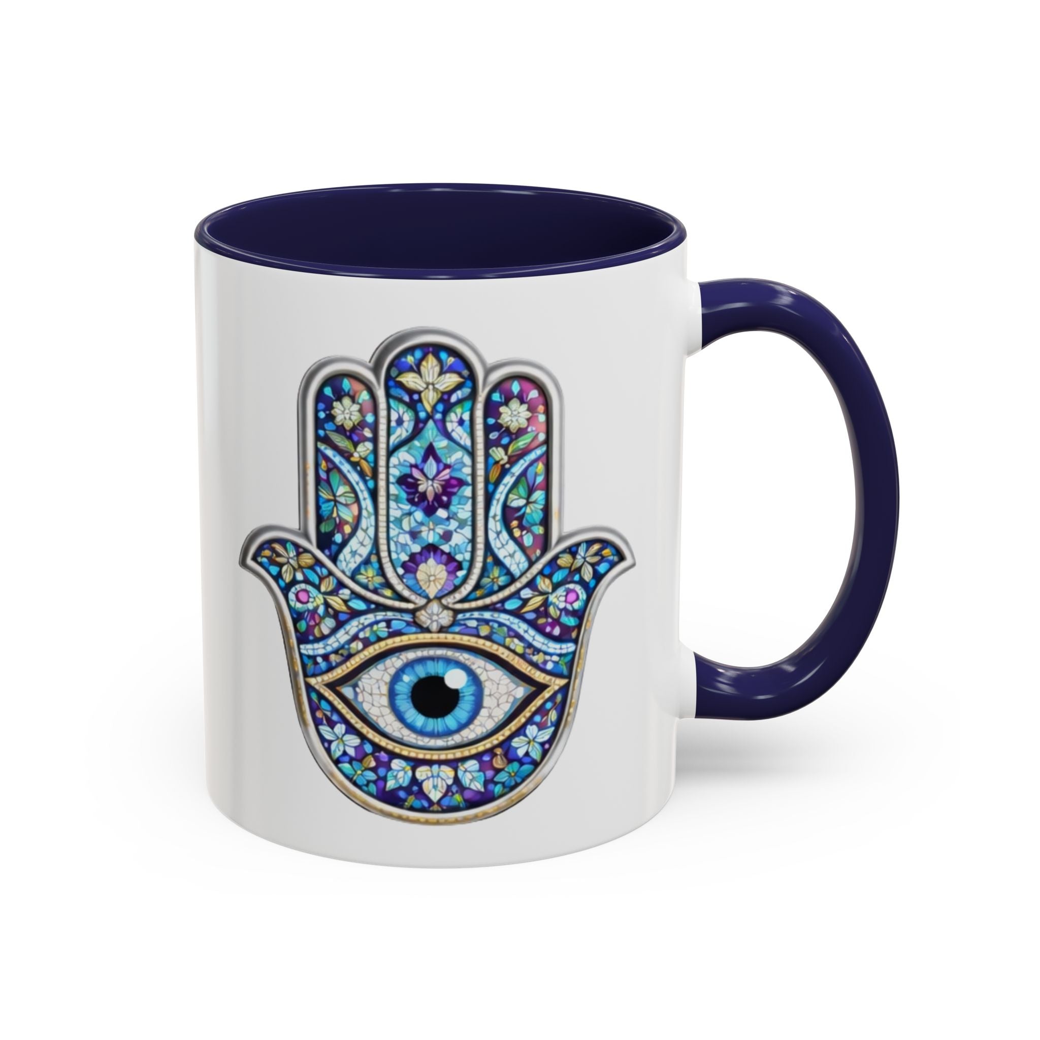 Hamsa Eye Accent Coffee Mug