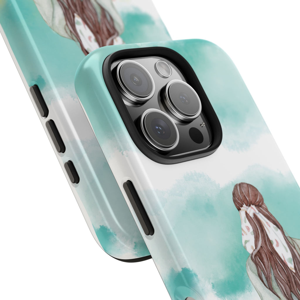 Watercolor Girl Tough Phone Case — Trendy Pastel Back-to-School Protective Cover