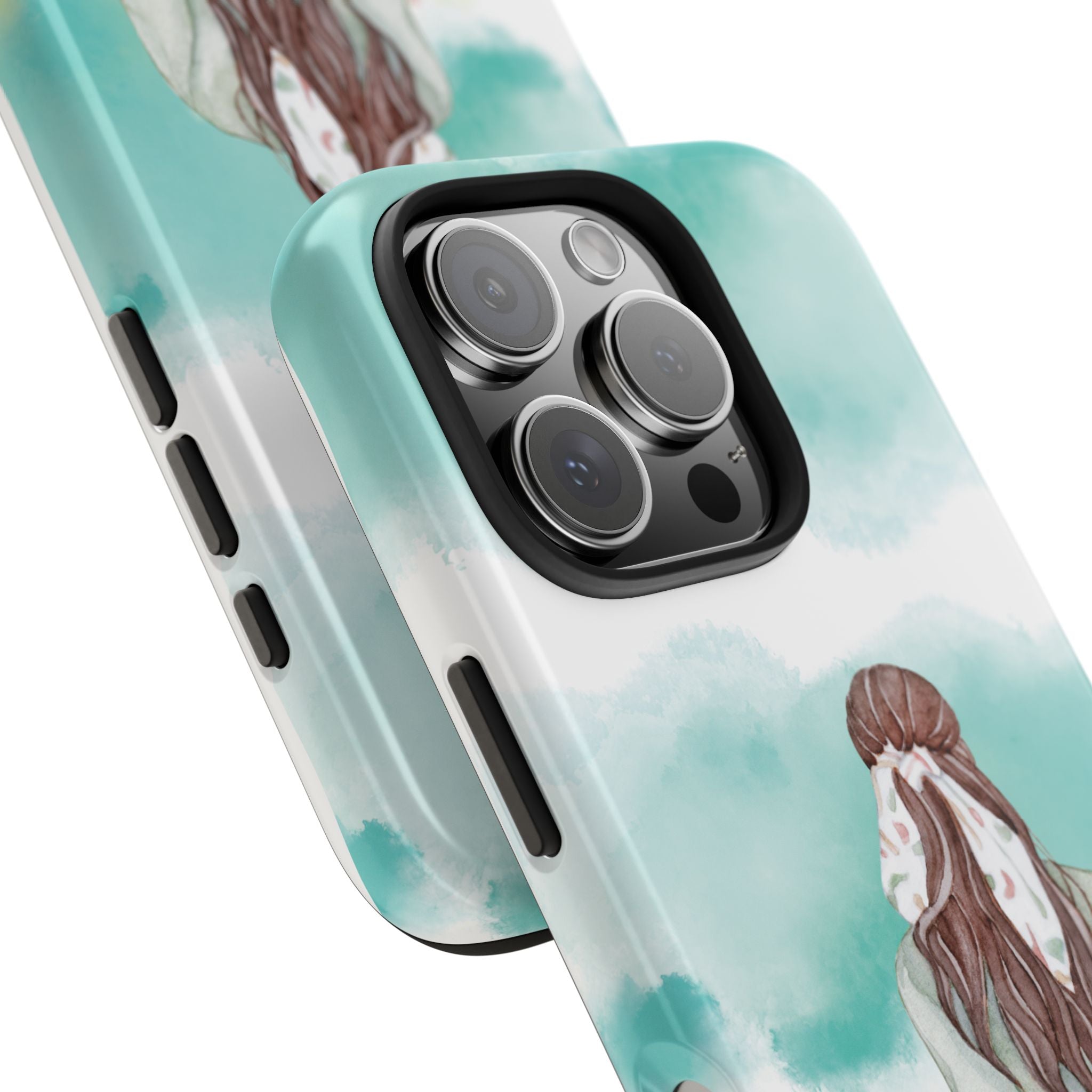 Watercolor Girl Tough Phone Case — Trendy Pastel Back-to-School Protective Cover