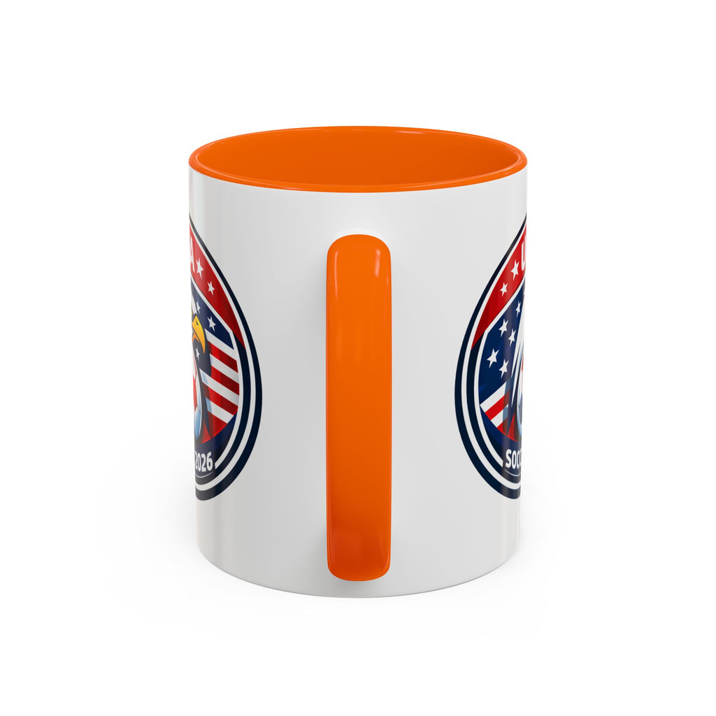 USA Soccer 2026 Accent Coffee Mug — Eagle & Flag Soccer Team Fan Gift (11/15oz)
