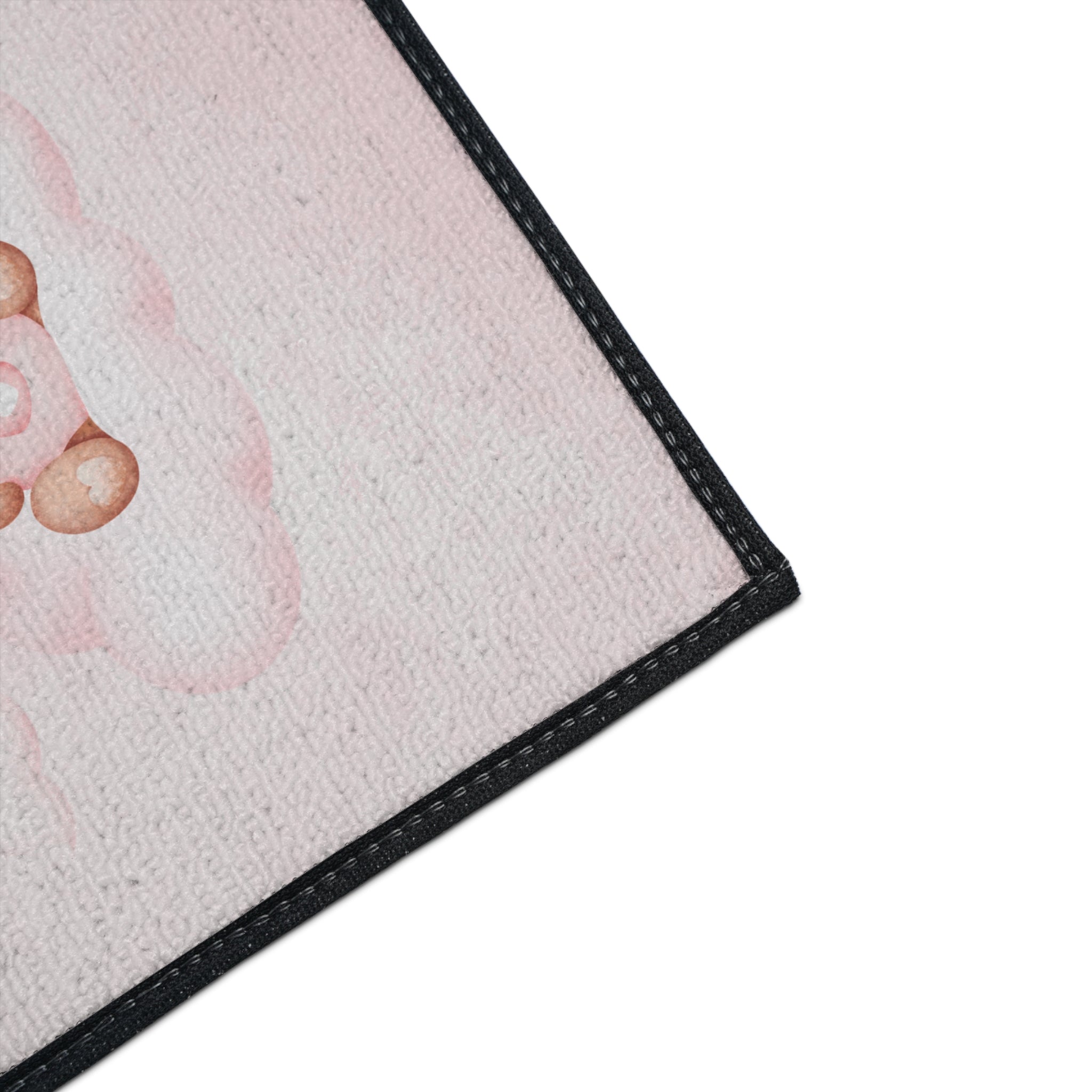 Pink Teddy Bear Baby Floor Mat — Cute Nursery Rug with Balloons