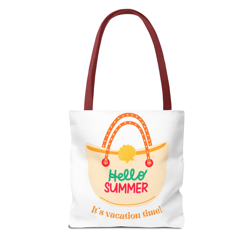 Hello Summer Tote Bag — "It's Vacation Time!" Beach Canvas Tote